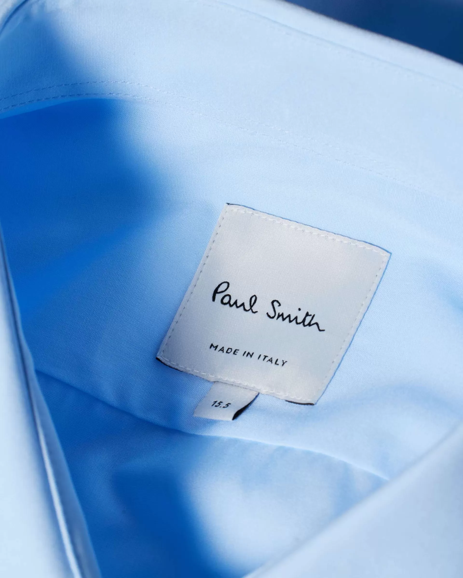 Slim-Fit Sky Blue Poplin Cotton Shirt With 'Artist Stripe' Cuff Lining>Paul Smith Hot