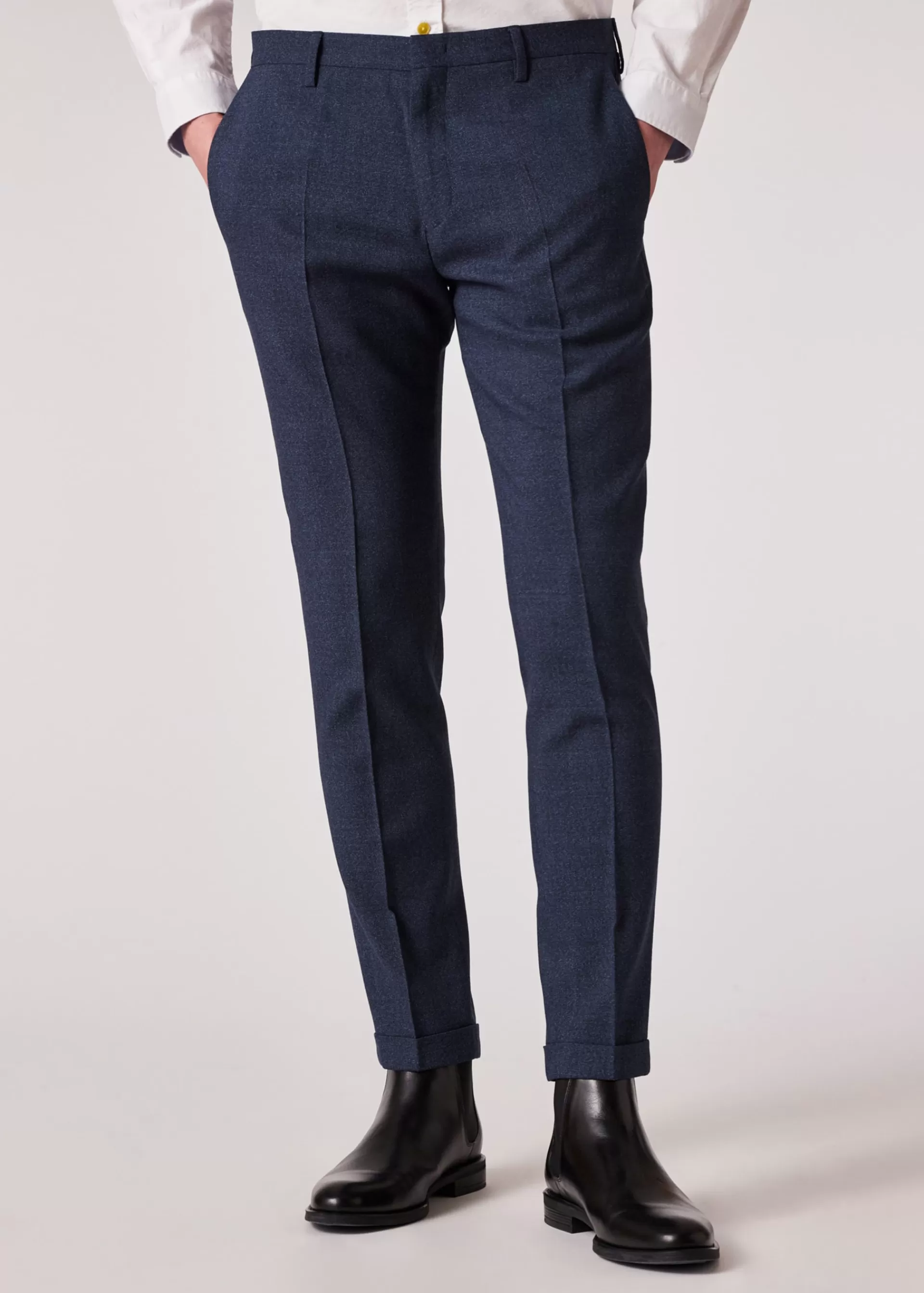 Slim-Fit Slate Blue Wool Nep Pants>Paul Smith Shop