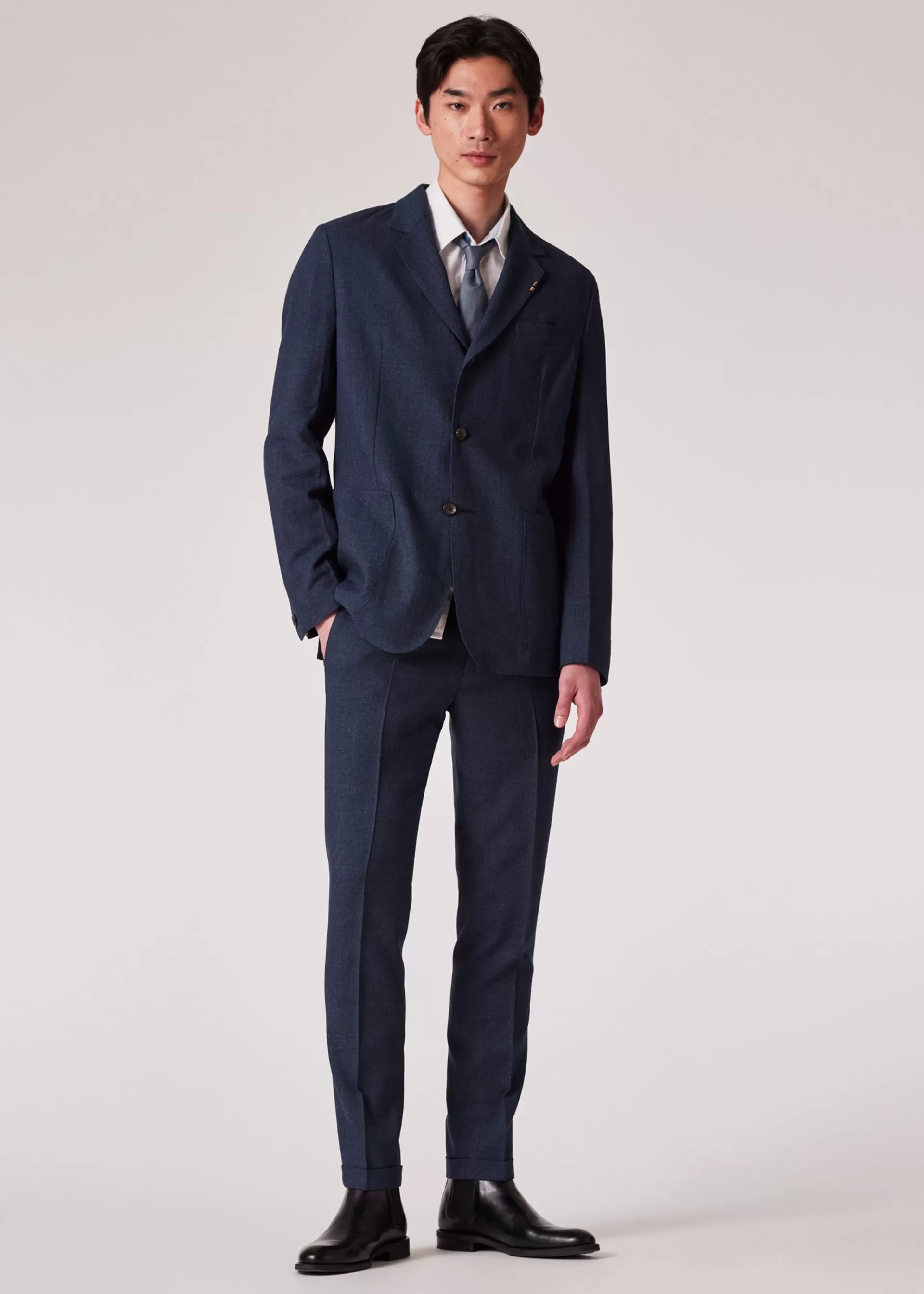 Slim-Fit Slate Blue Wool Nep Pants>Paul Smith Shop