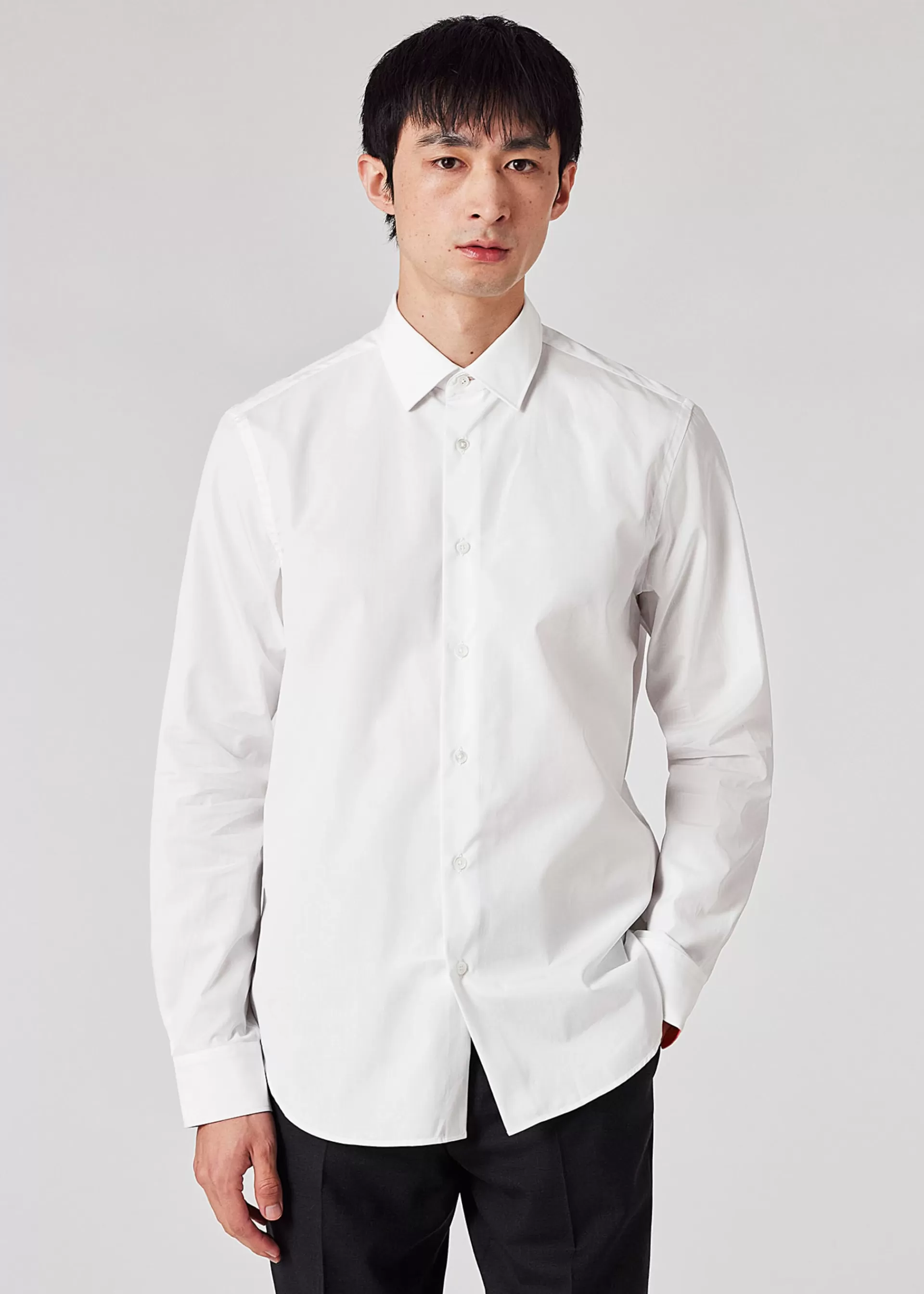 Slim-Fit Poplin Cotton Shirt With 'Artist Stripe' Cuff Lining>Paul Smith Sale