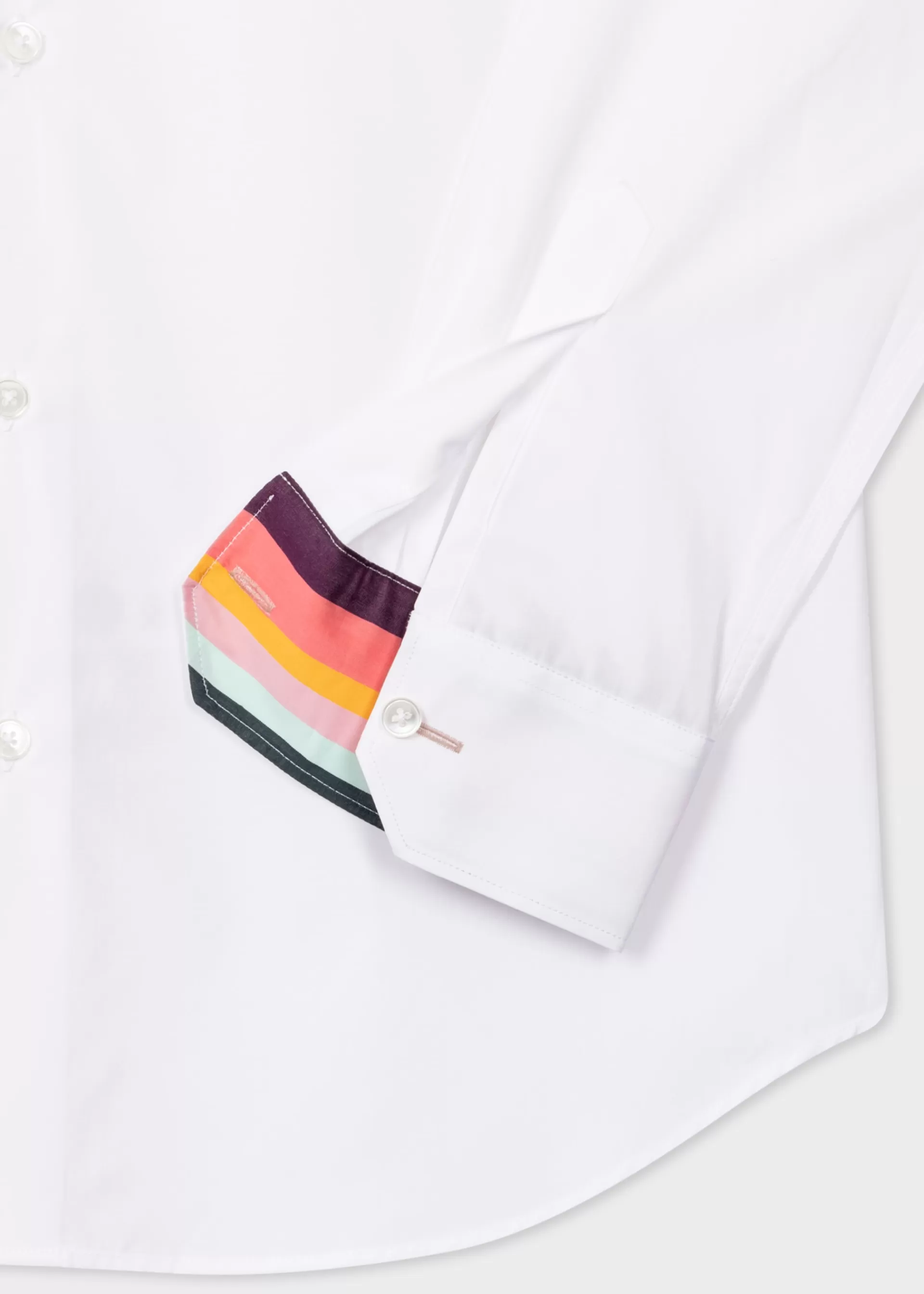 Slim-Fit Poplin Cotton Shirt With 'Artist Stripe' Cuff Lining>Paul Smith Sale