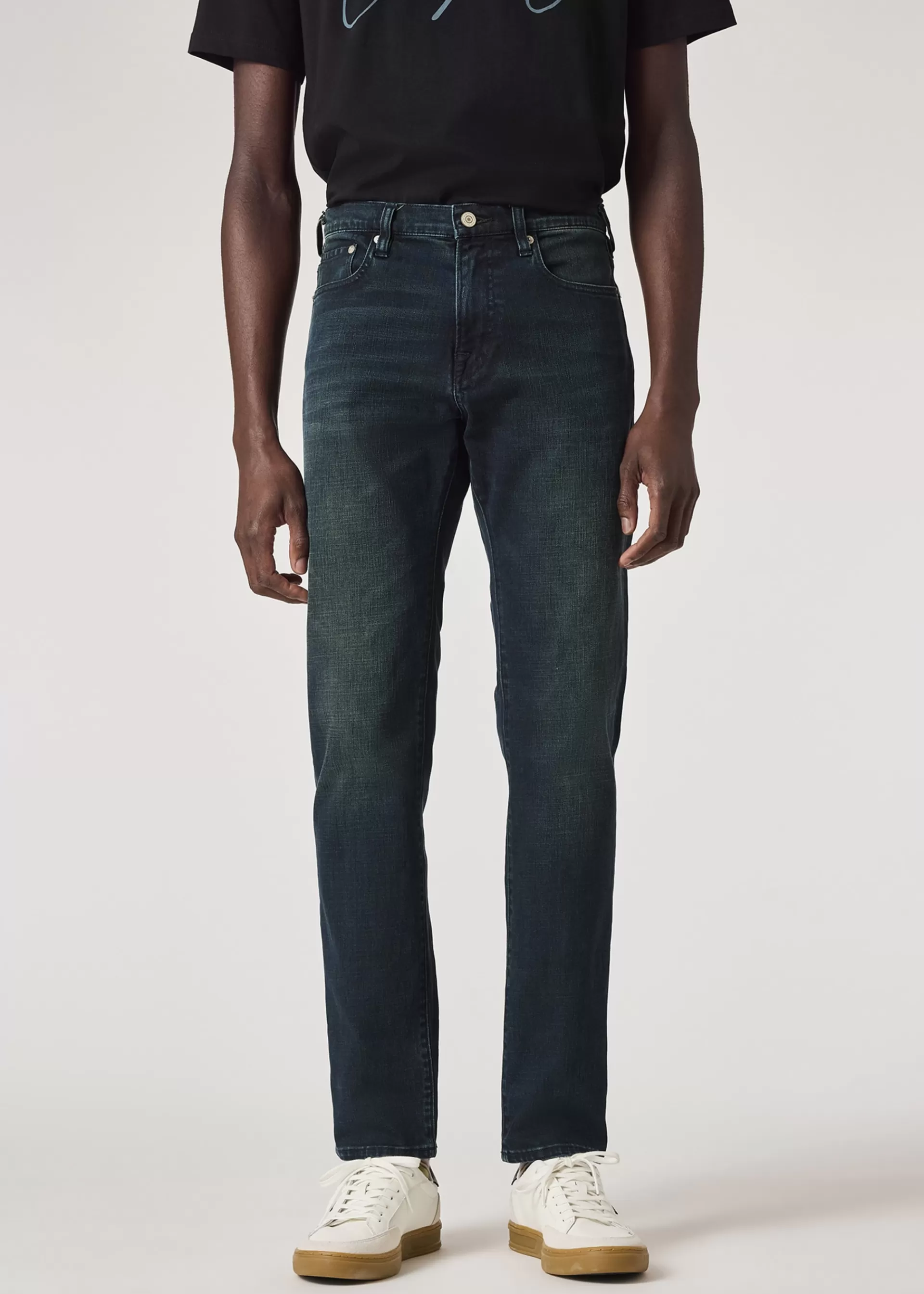 Slim-Standard Navy-Wash 'Crosshatch Stretch' Jeans>Paul Smith Online