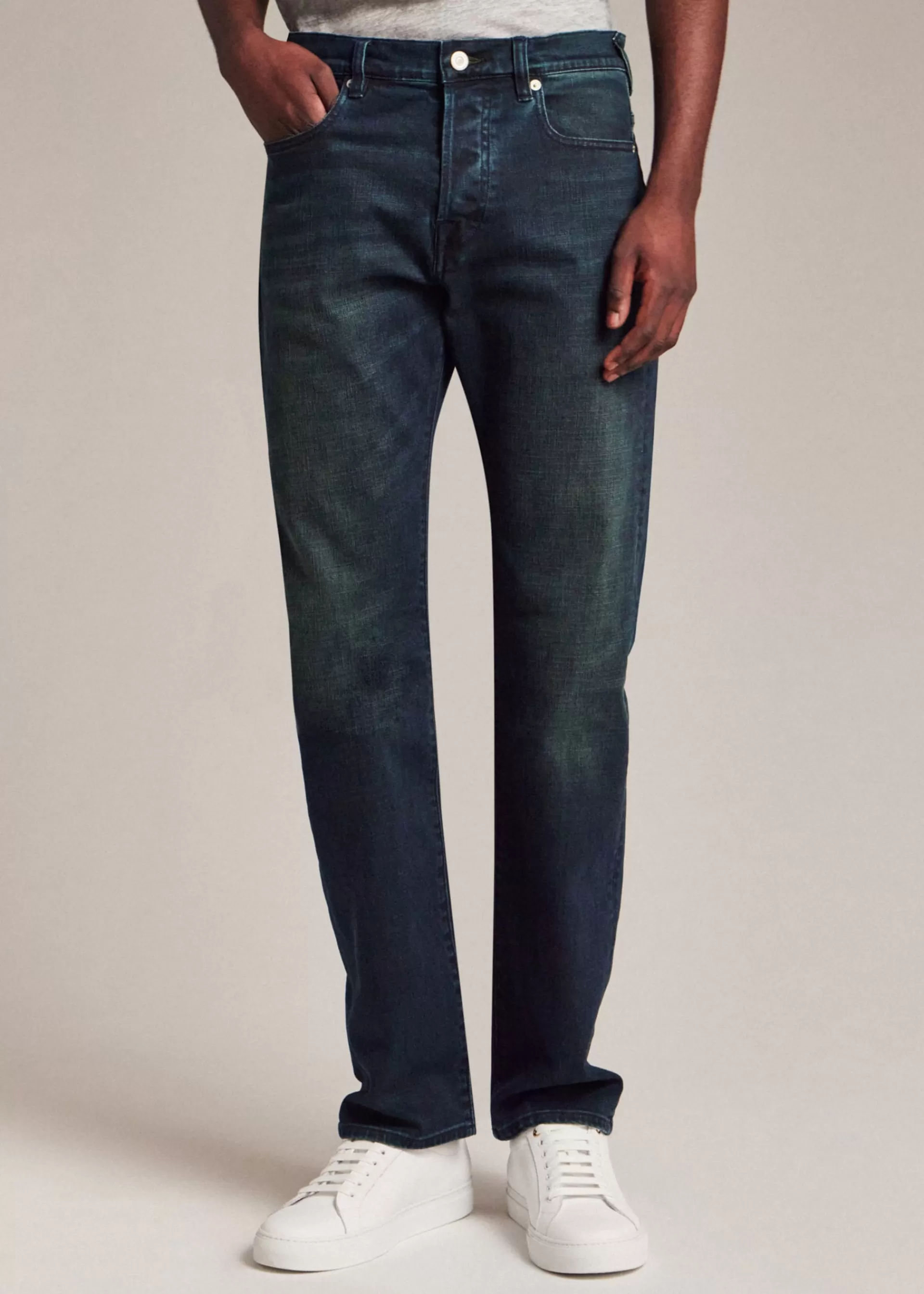 Standard-Fit 'Crosshatch Stretch' Blue Over-Dye Jeans>Paul Smith Cheap