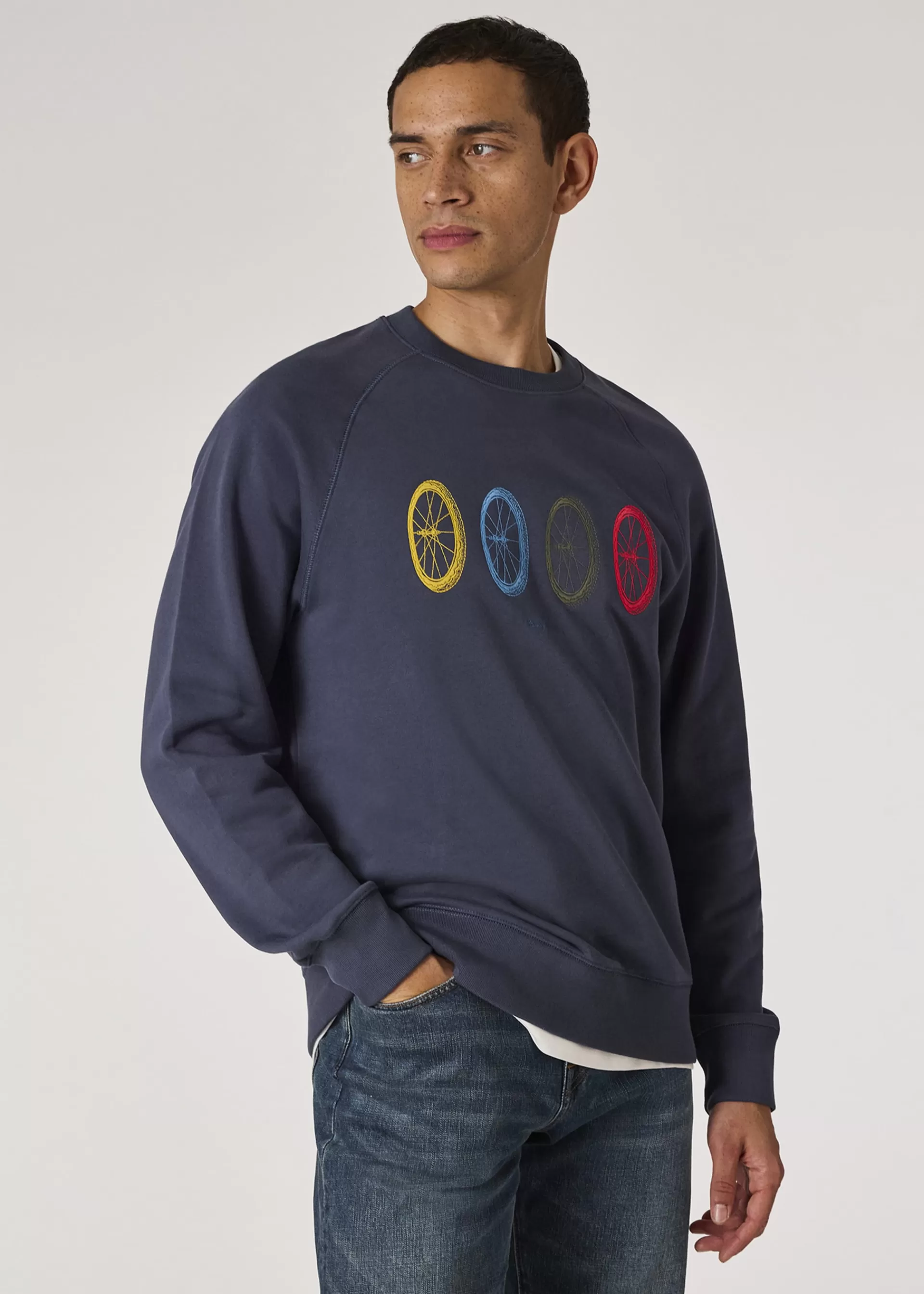 Steel Blue Embroidered Wheels Sweatshirt>Paul Smith Discount