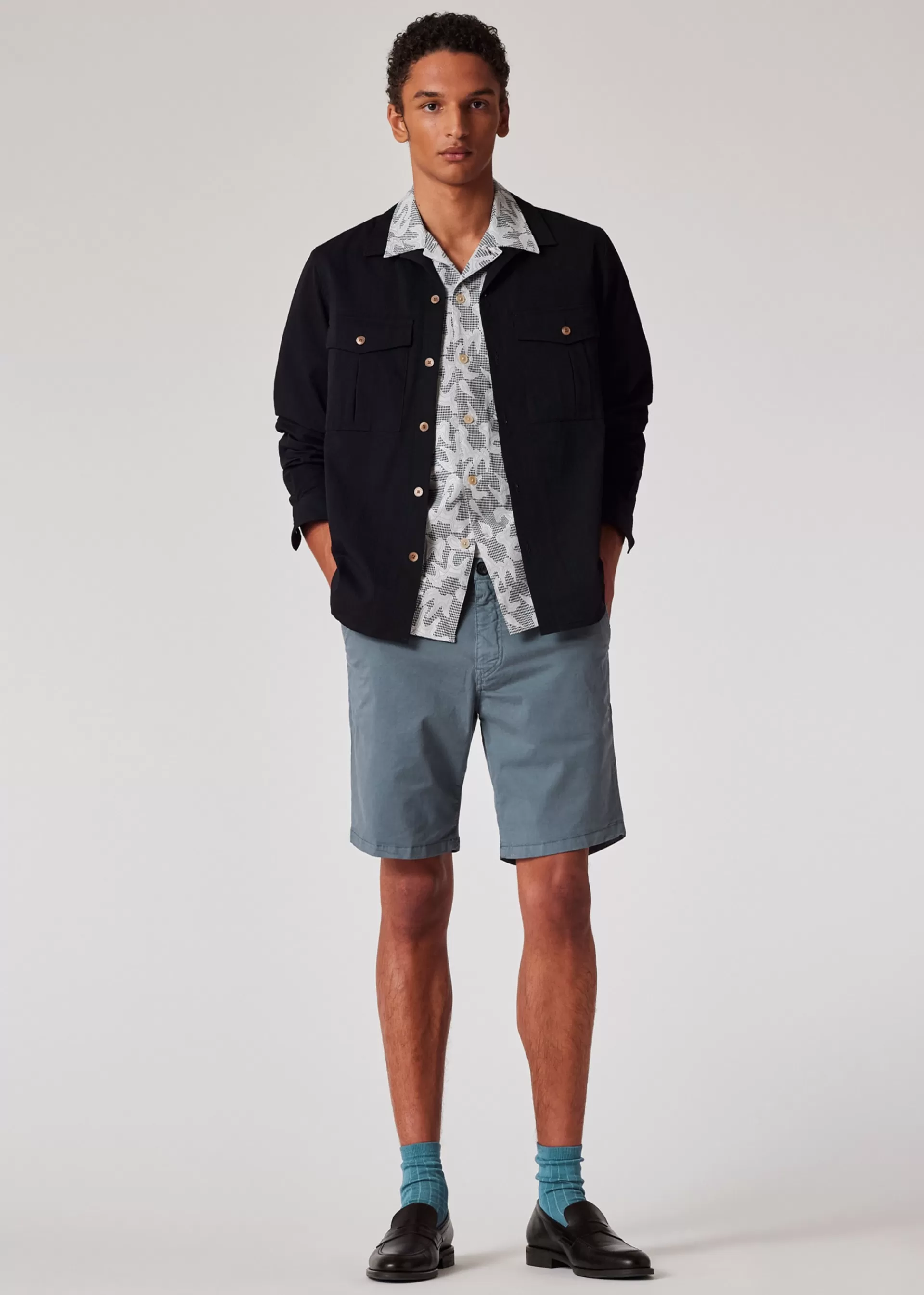 Stone Blue Stretch Pima-Cotton Shorts>Paul Smith Hot