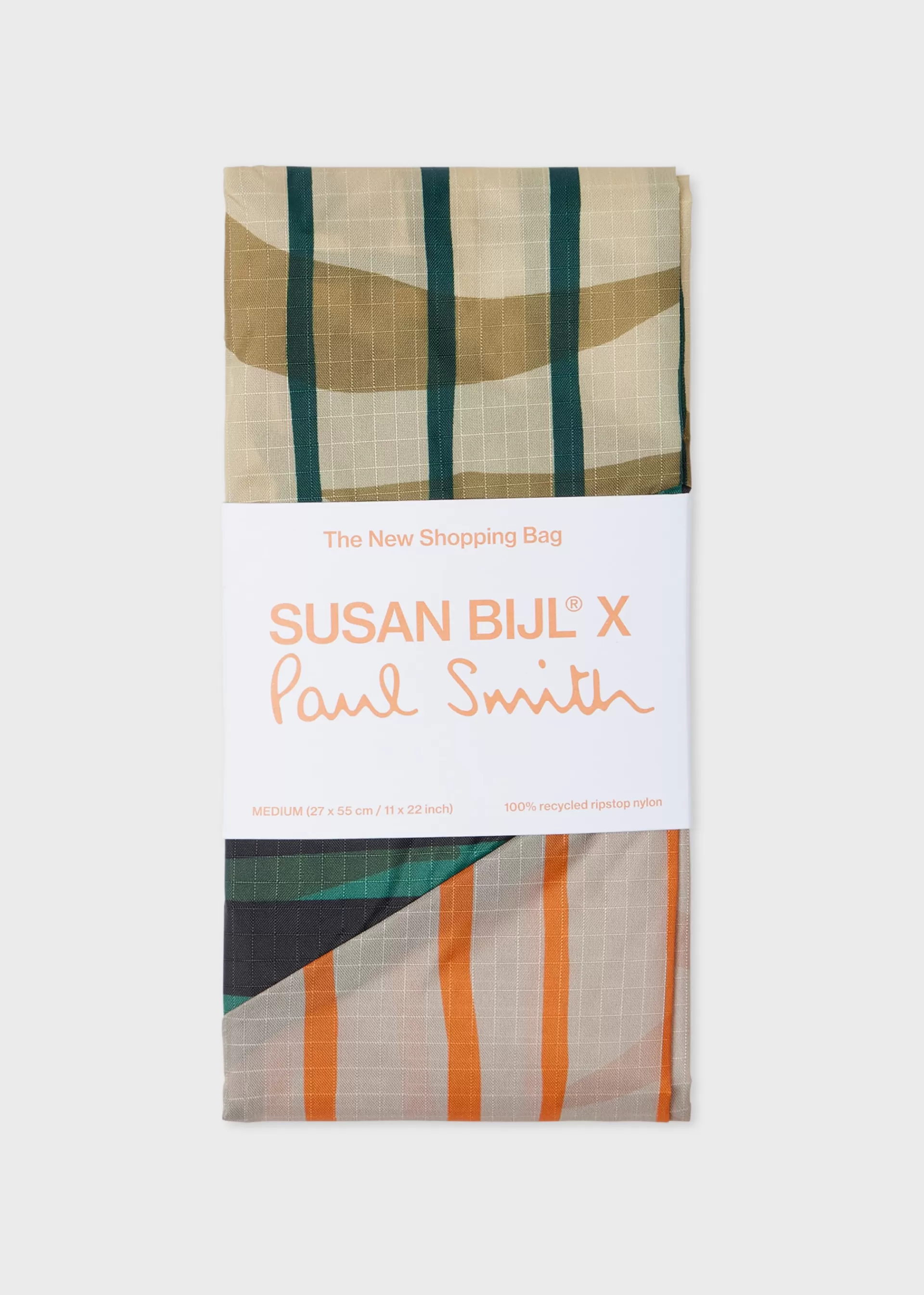 Susan Bijl x - Ecru Mixed-Stripe 'The New Shopping Bag' Medium>Paul Smith Fashion