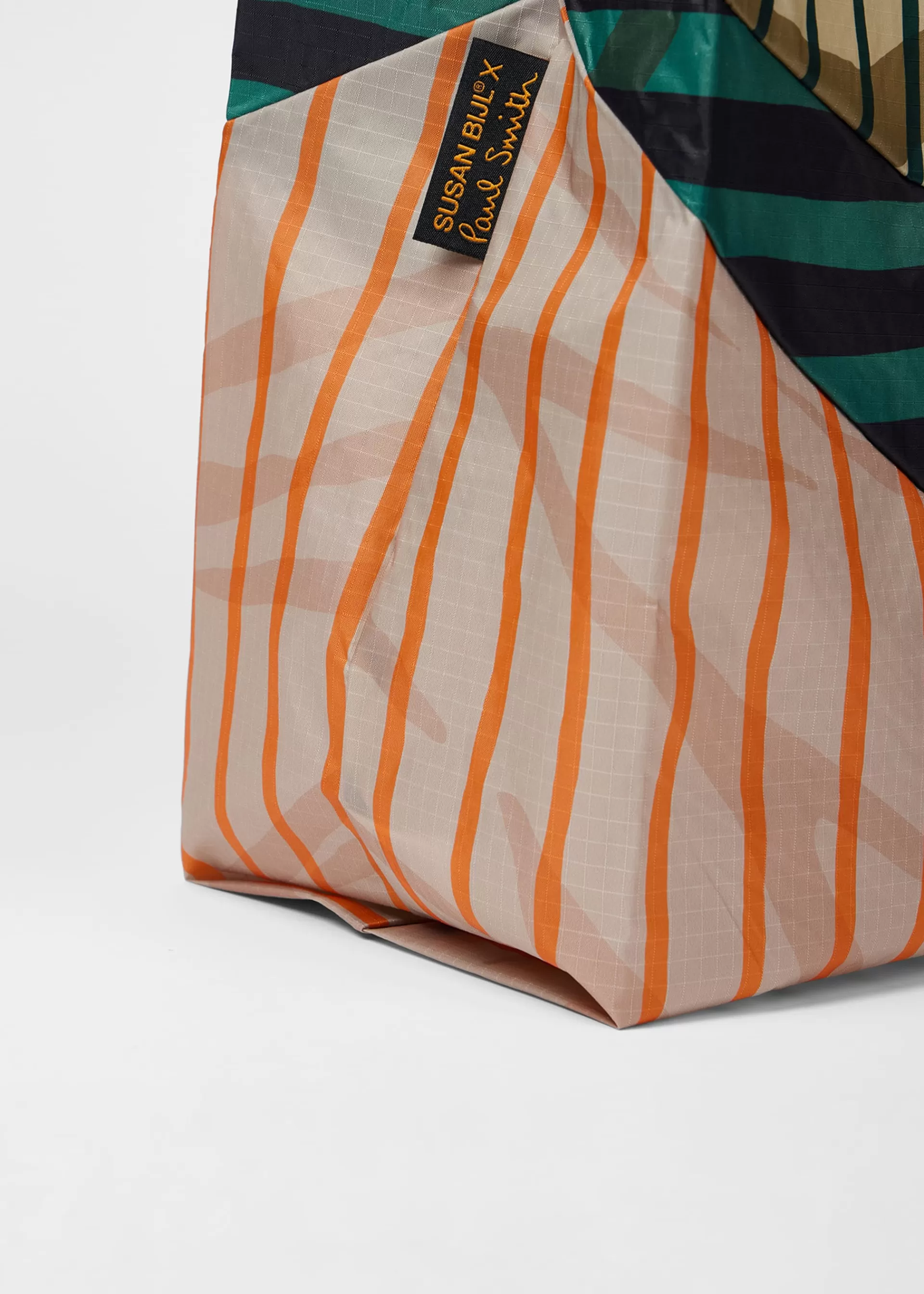 Susan Bijl x - Ecru Mixed-Stripe 'The New Shopping Bag' Medium>Paul Smith Fashion