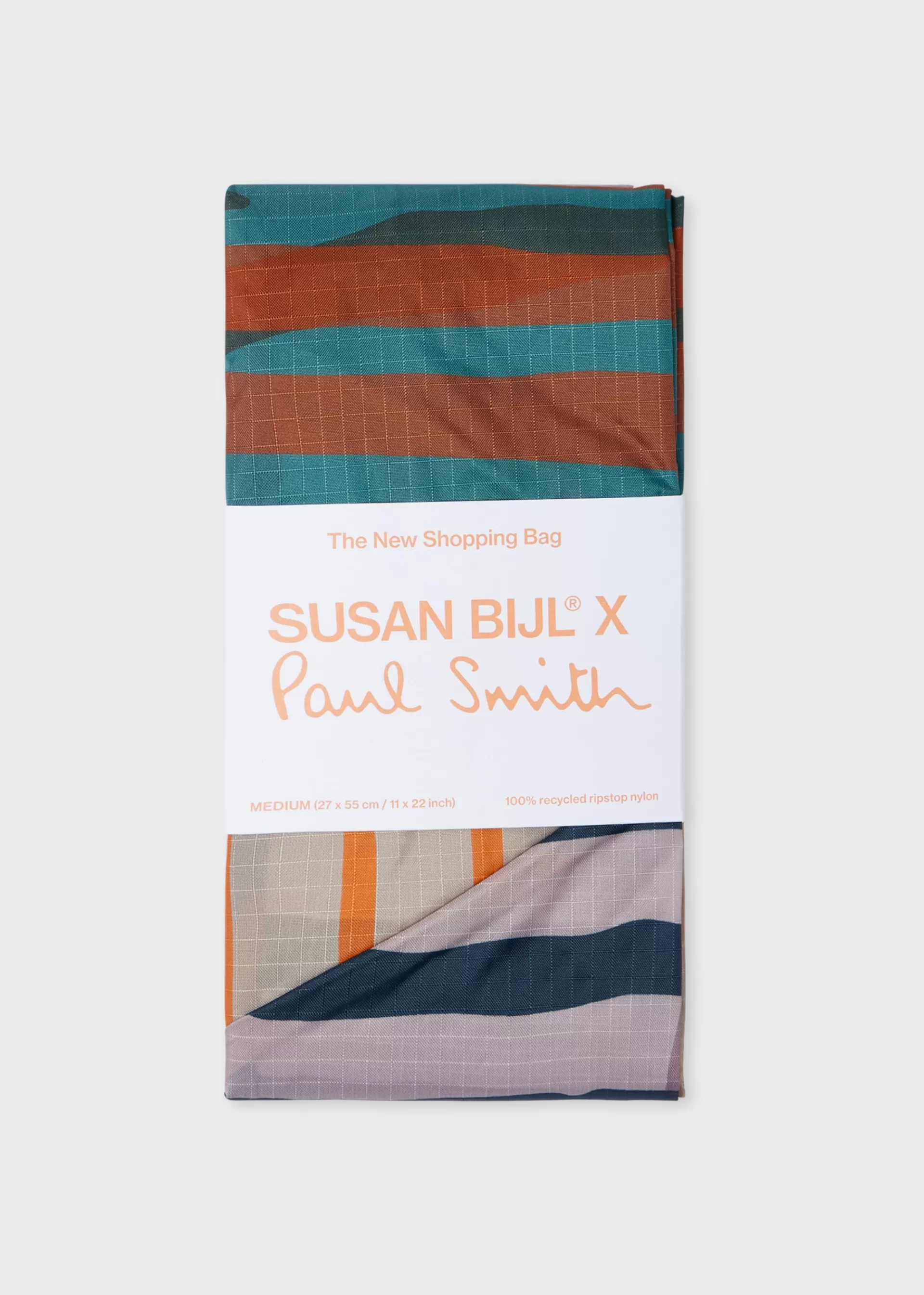 Susan Bijl x - Teal Mixed-Stripe 'The New Shopping Bag' Medium>Paul Smith Hot
