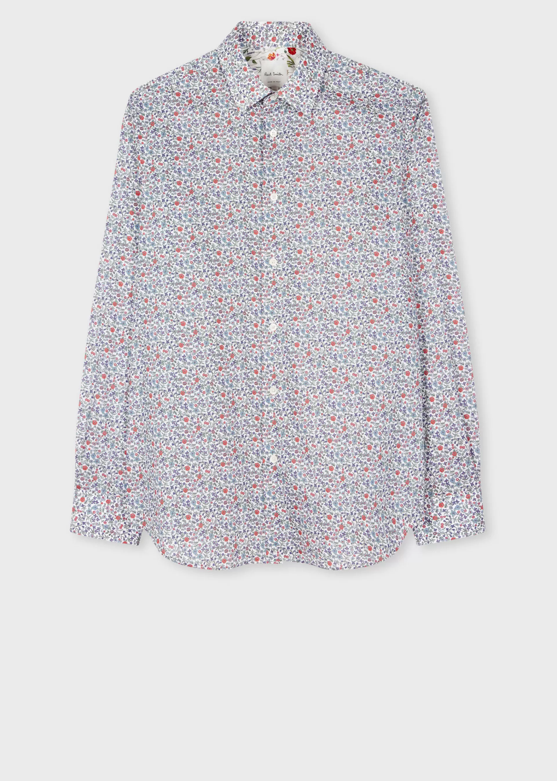 Tailored-Fit Blue And White 'Liberty Floral' Print Shirt>Paul Smith Discount