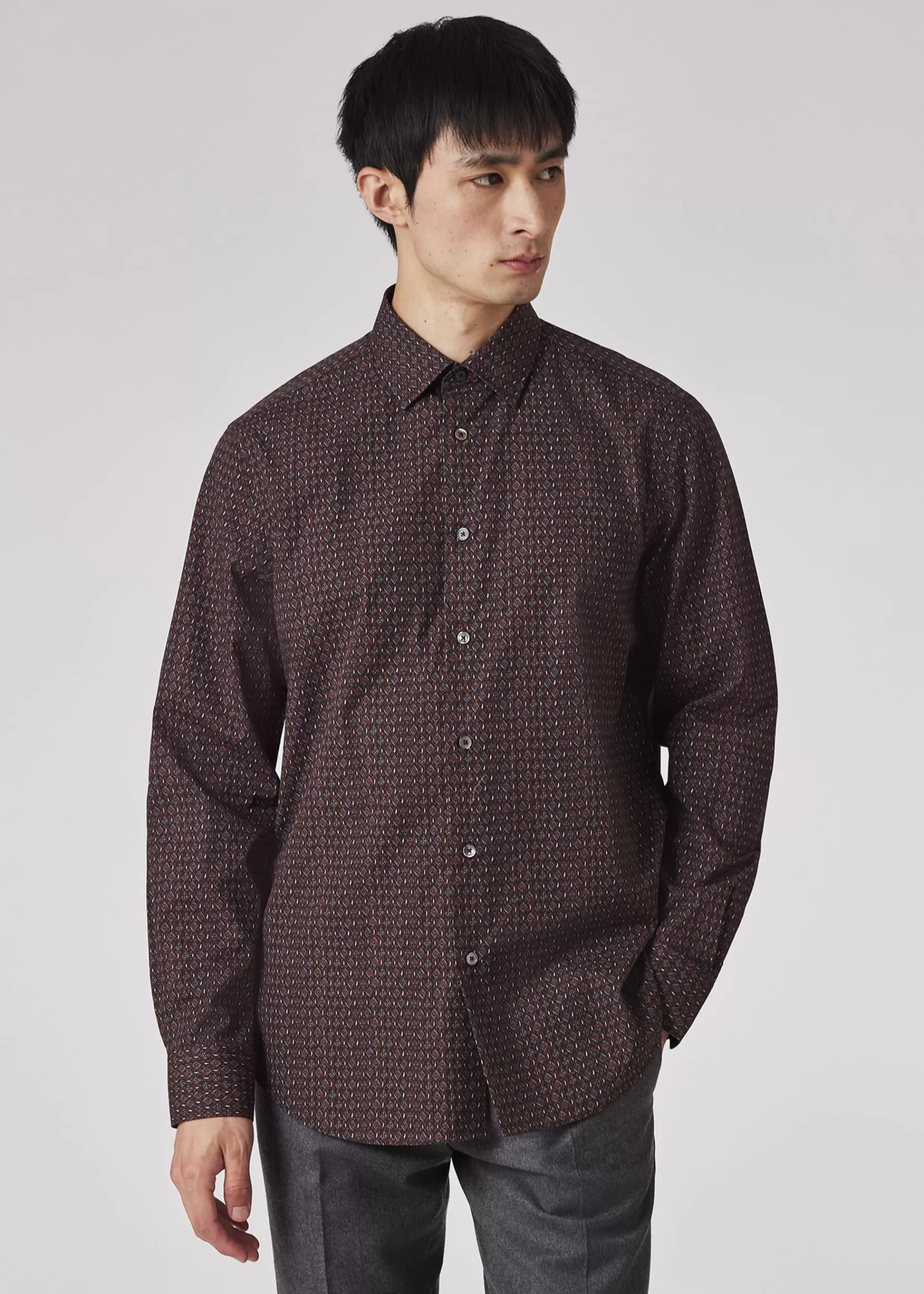 Tailored-Fit Mini Diamond Print Shirt>Paul Smith Cheap