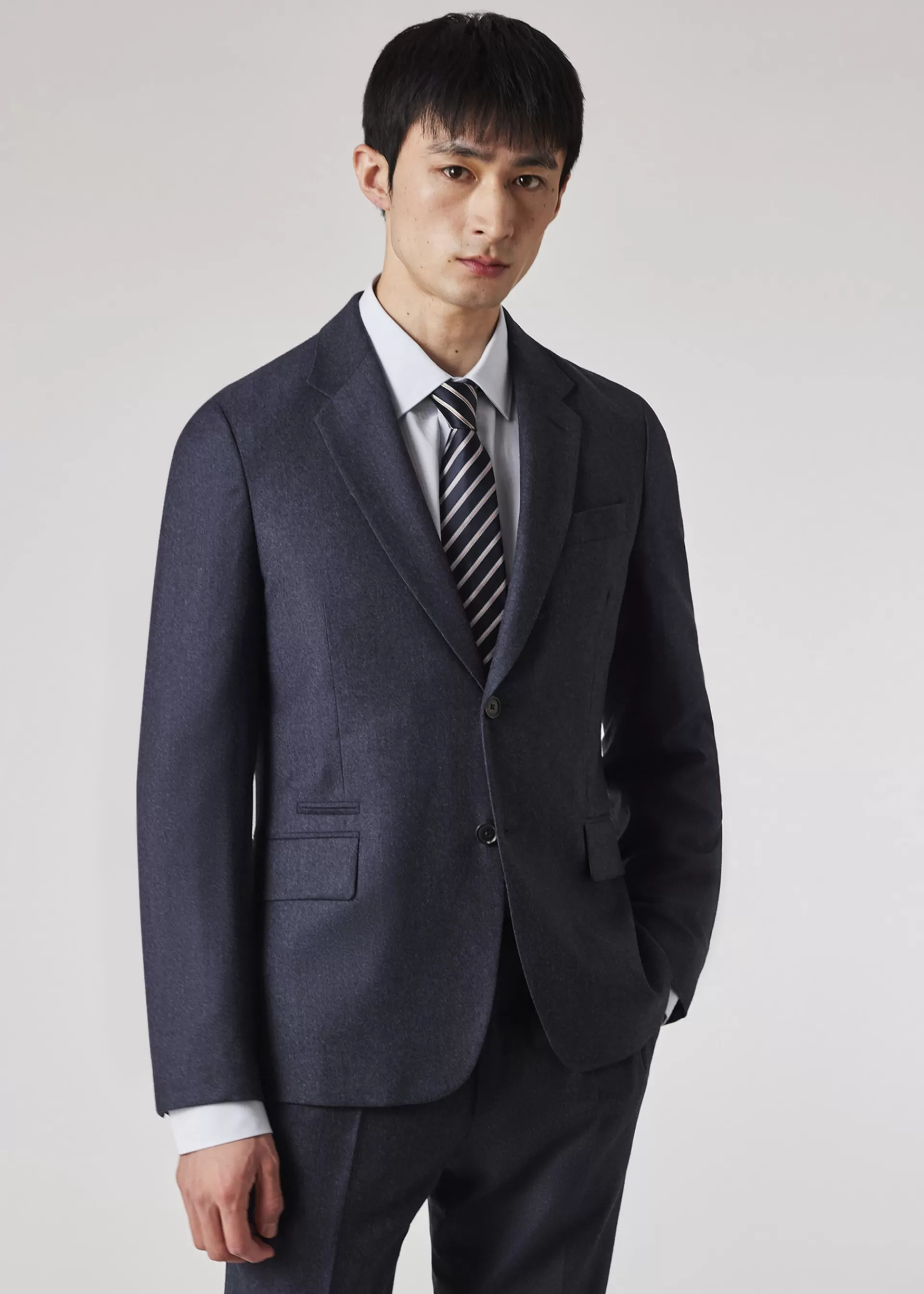 Tailored-Fit Dark Blue Overdyed Wool-Cashmere Flannel Blazer>Paul Smith Hot