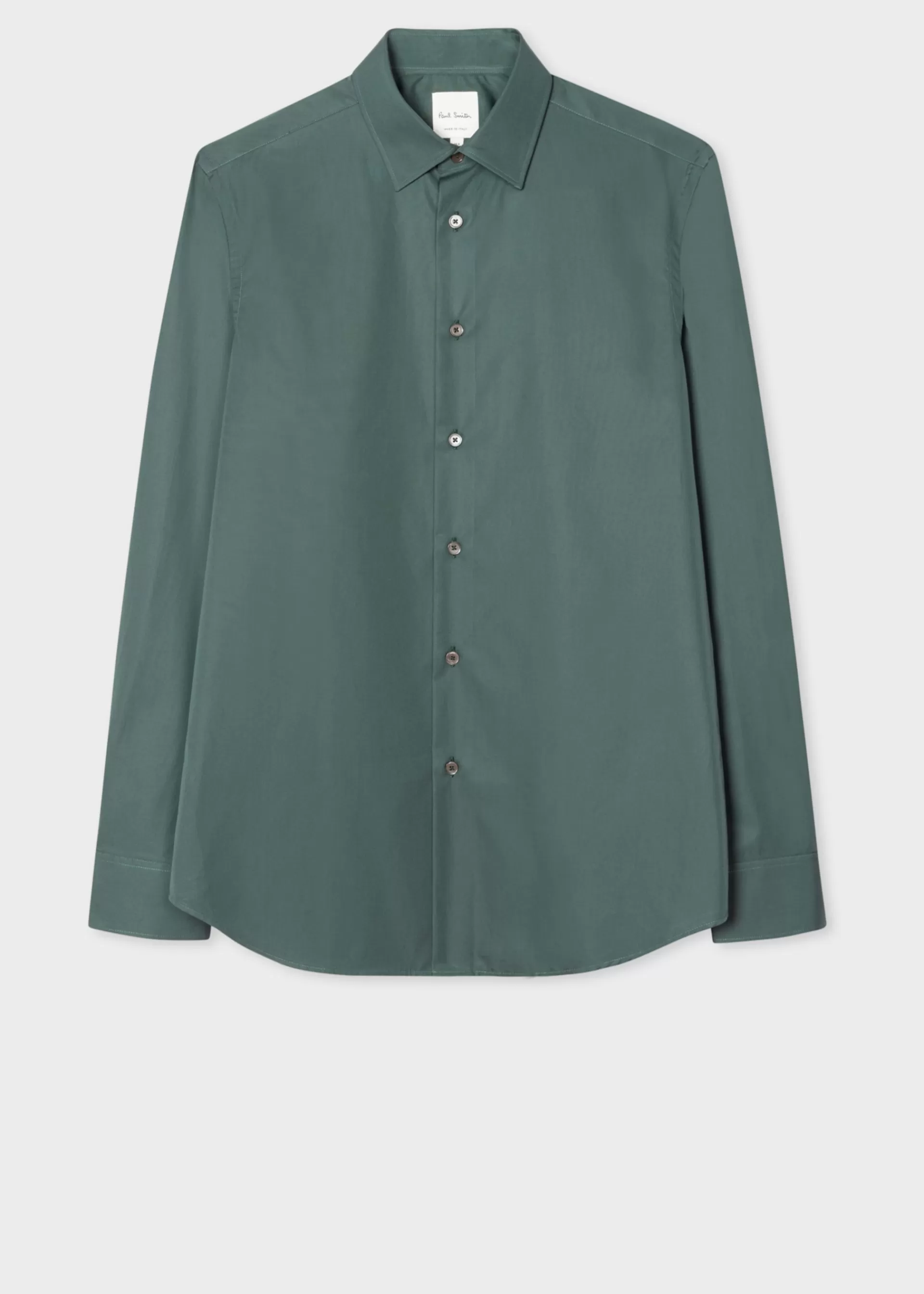 Tailored-Fit Dark Green Cotton Poplin Shirt>Paul Smith Cheap