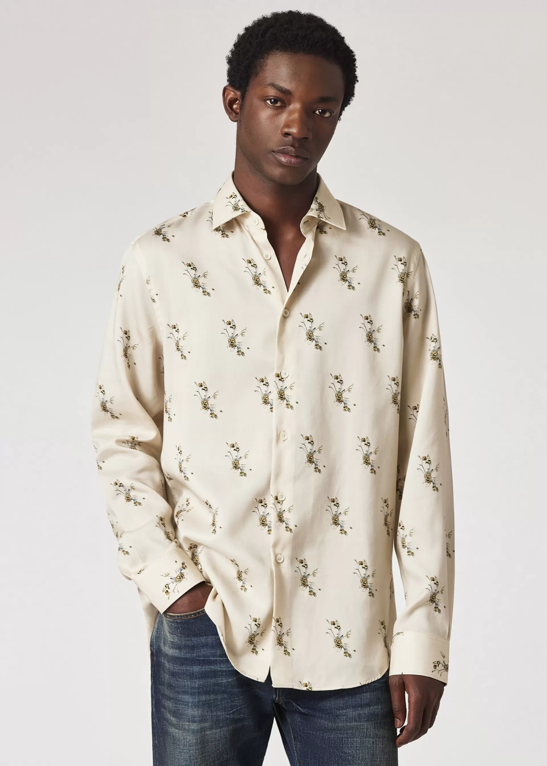 Tailored-Fit Floral Print Lyocell Shirt>Paul Smith Best