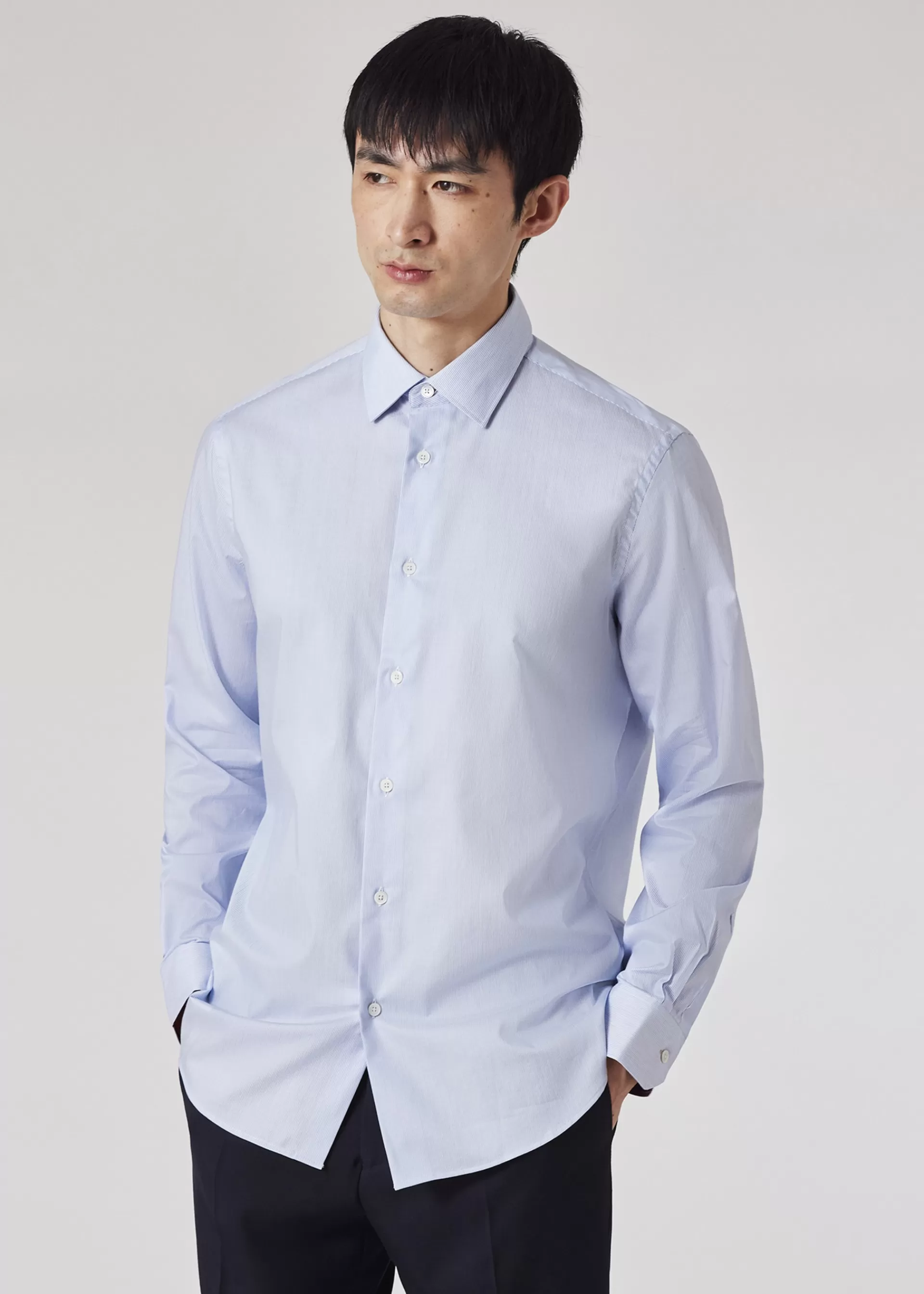 Tailored-Fit Light Blue 'Fine Stripe' Easy Care Shirt>Paul Smith Best Sale