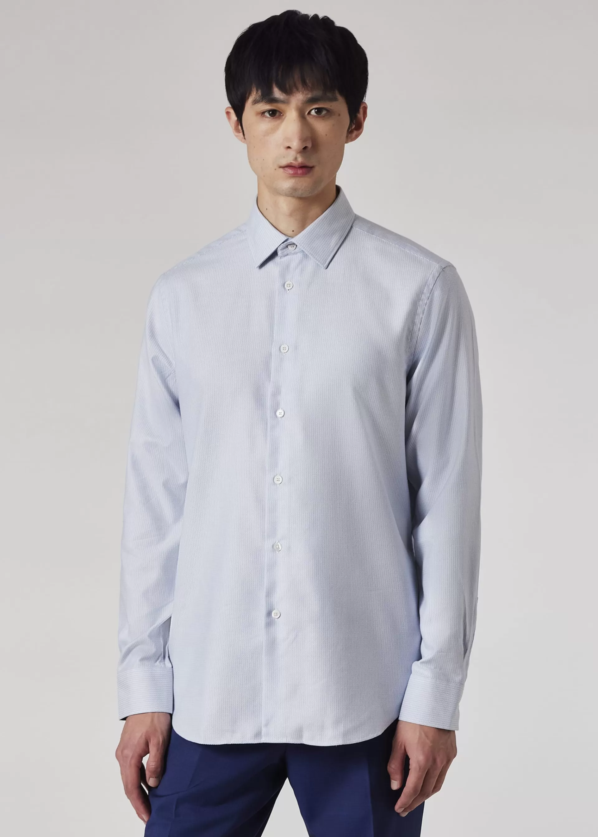 Tailored-Fit Light Blue 'Mini Geo' Easy-Care Cotton Shirt>Paul Smith Clearance