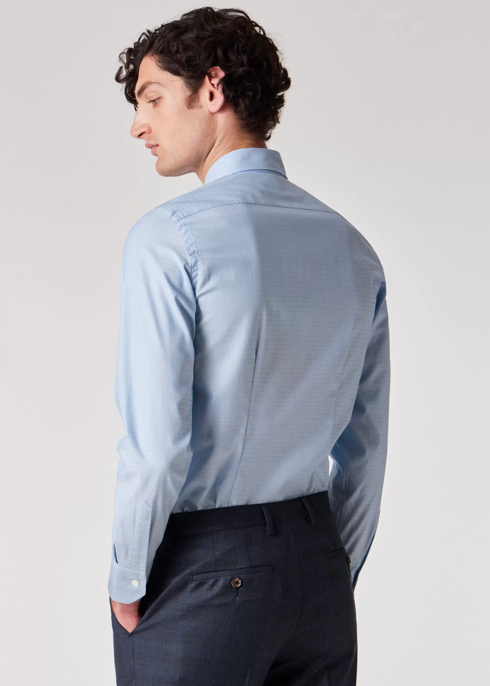 Tailored-Fit Light Blue Textured-Stripe Easy Care Shirt>Paul Smith Shop