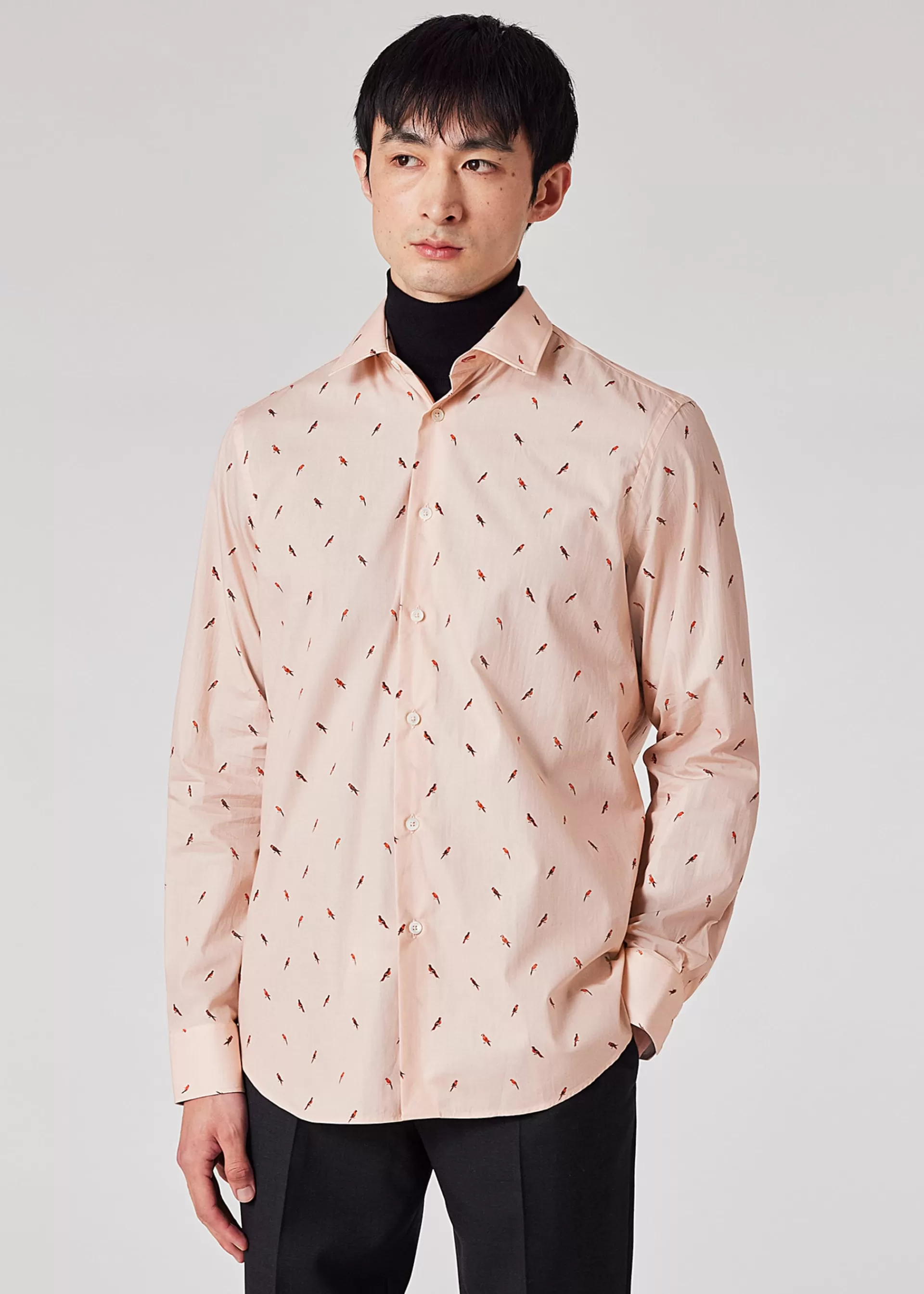 Tailored-Fit Light Pink 'Bird' Print Shirt>Paul Smith Online