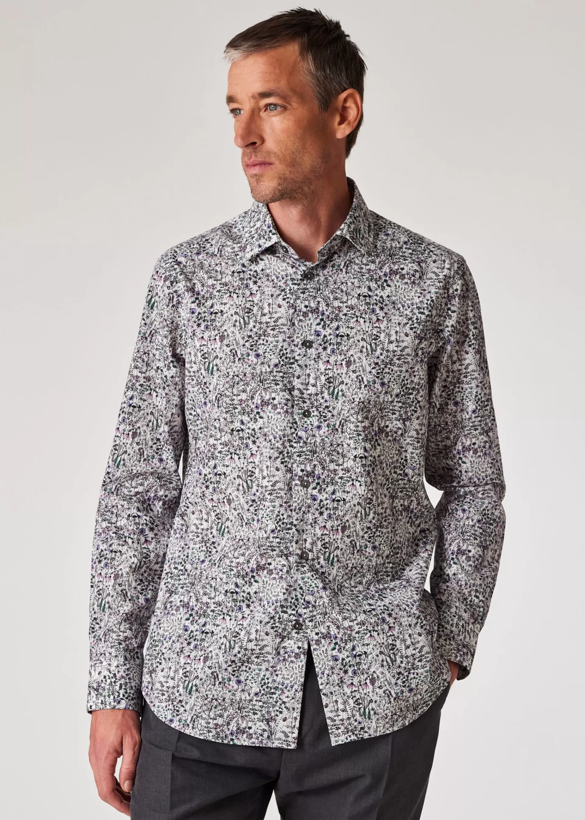 Tailored-Fit Mauve 'Sketch Floral' Cotton Shirt>Paul Smith Best