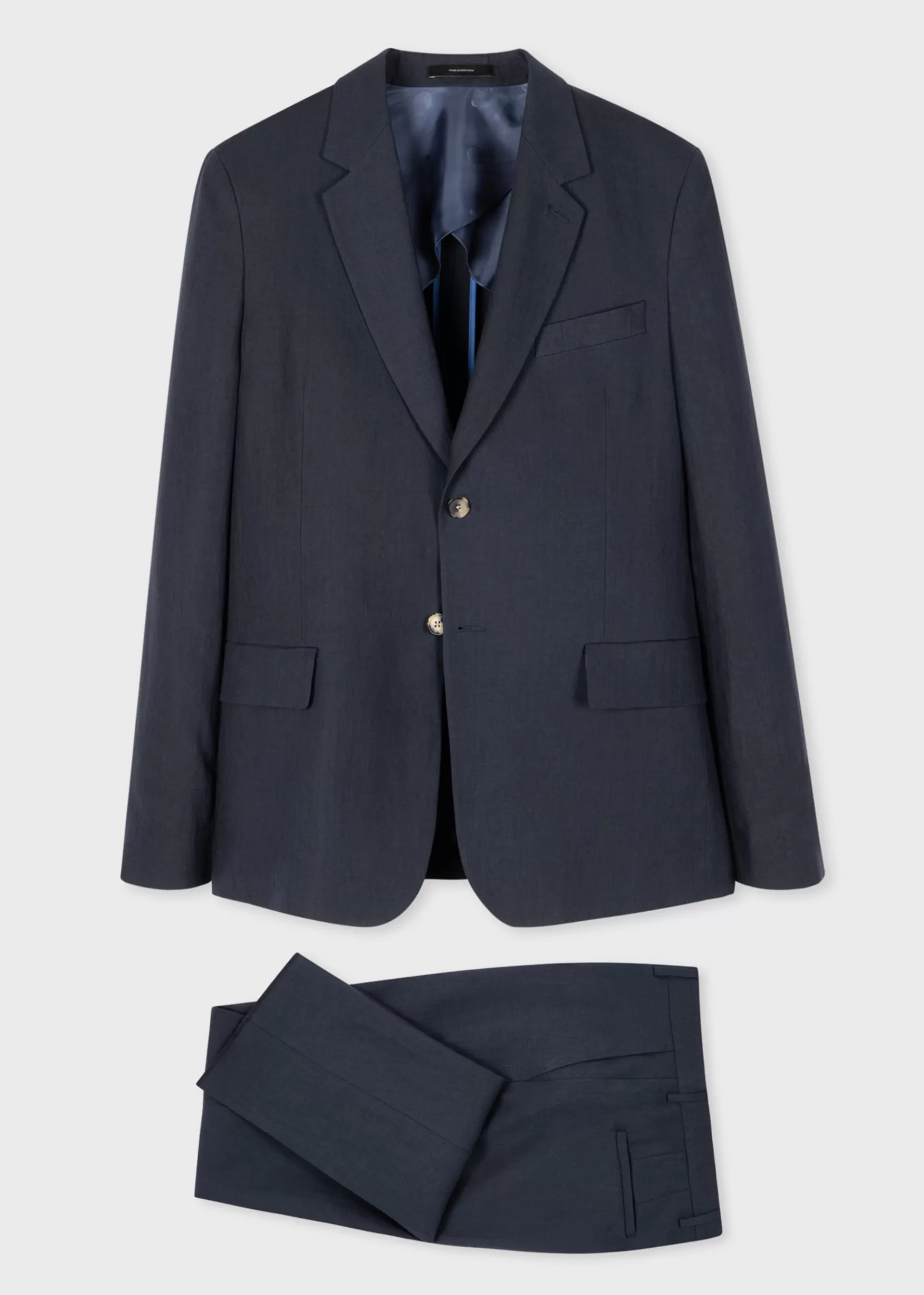 Tailored-Fit Navy Linen Buggy-Lined Suit>Paul Smith Cheap