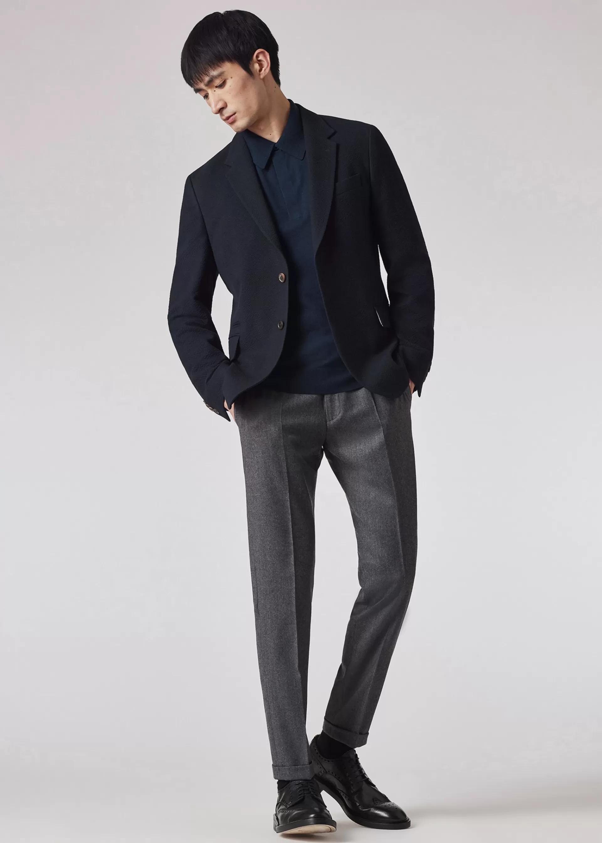 Tailored-Fit Wool And Cotton-Blend Blazer>Paul Smith Fashion