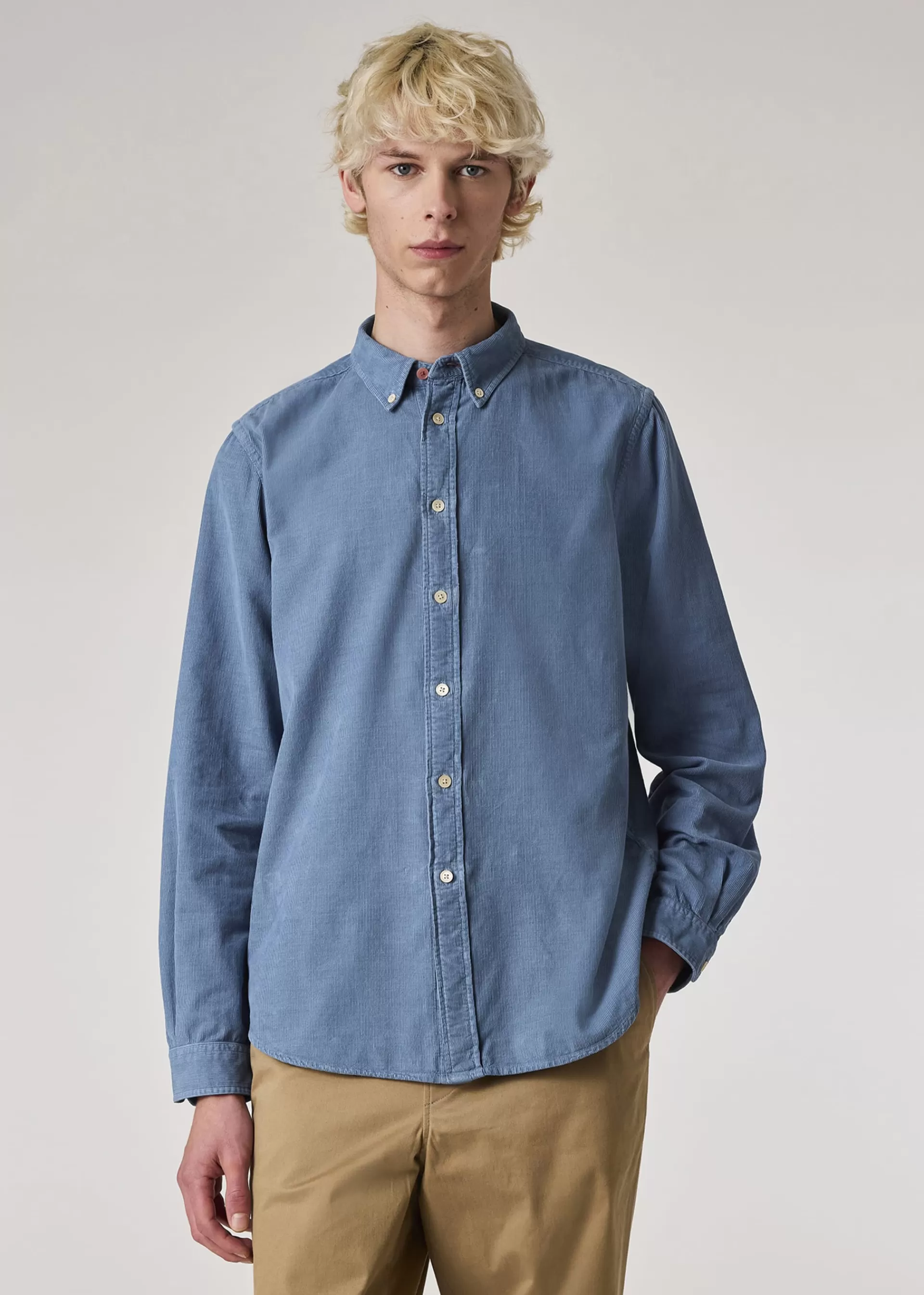 Tailored-Fit Pale Blue Corduroy Button-Down Shirt>Paul Smith Sale