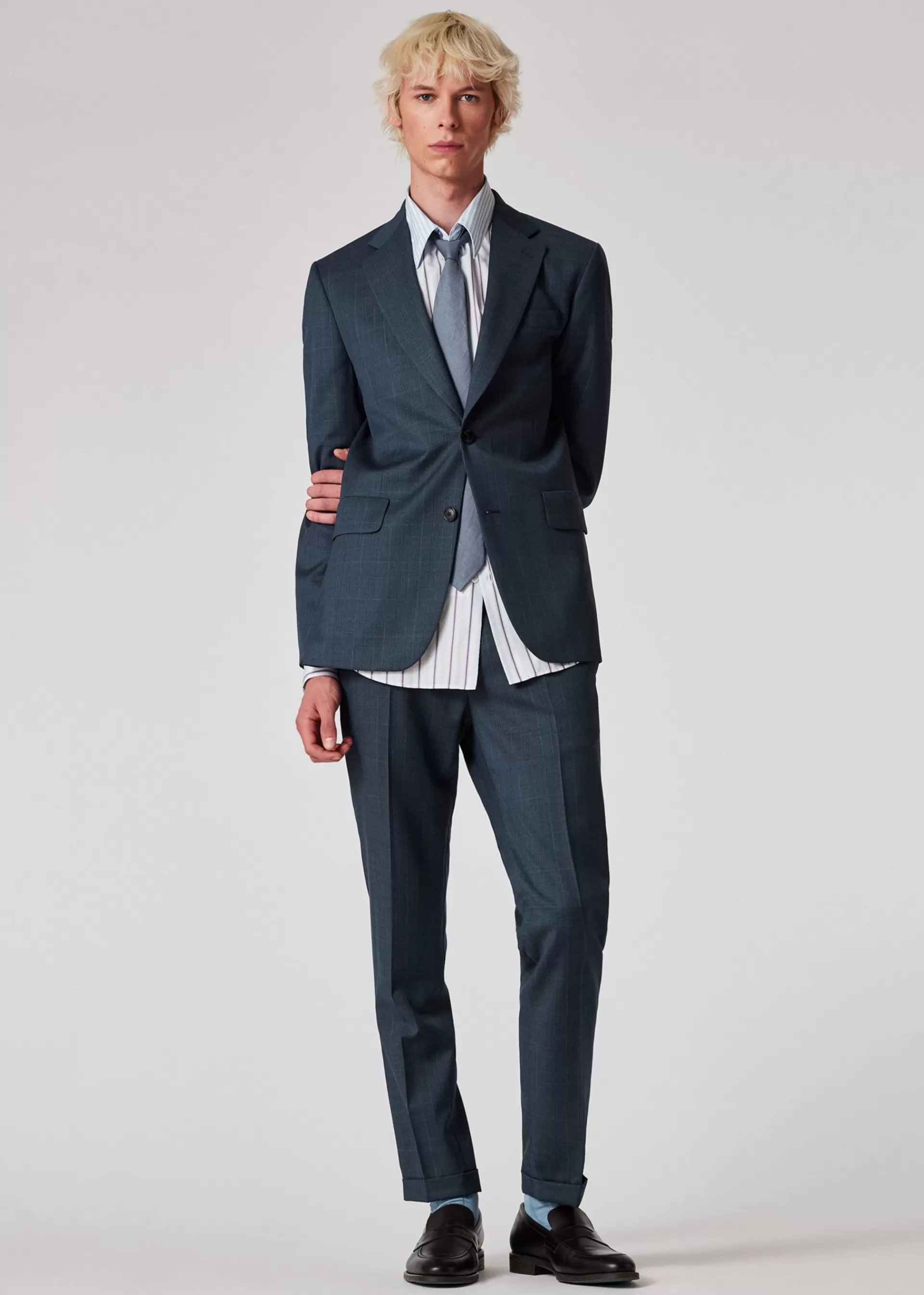 Tailored-Fit Petrol Blue Check Wool Suit>Paul Smith Store