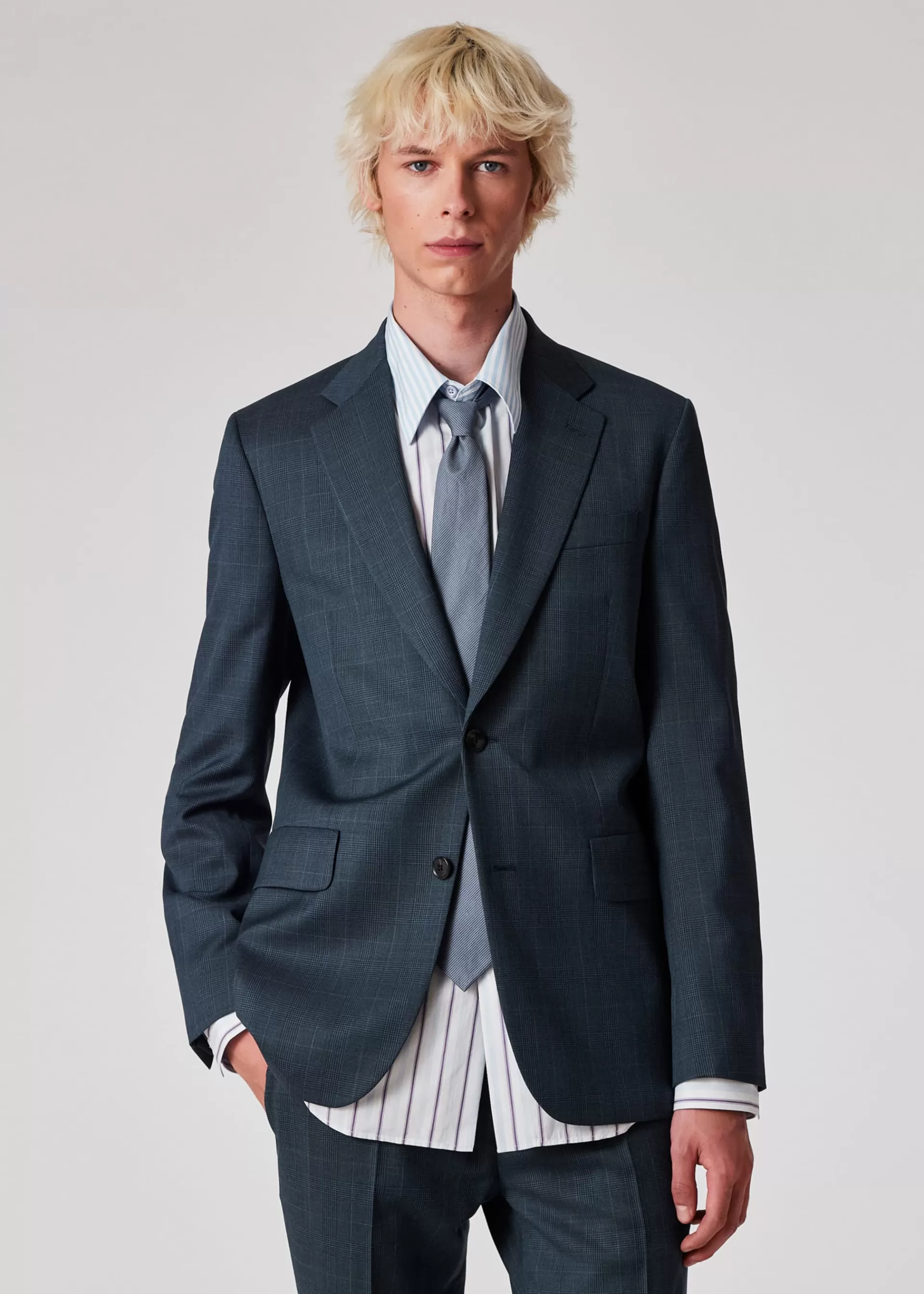 Tailored-Fit Petrol Blue Check Wool Suit>Paul Smith Store