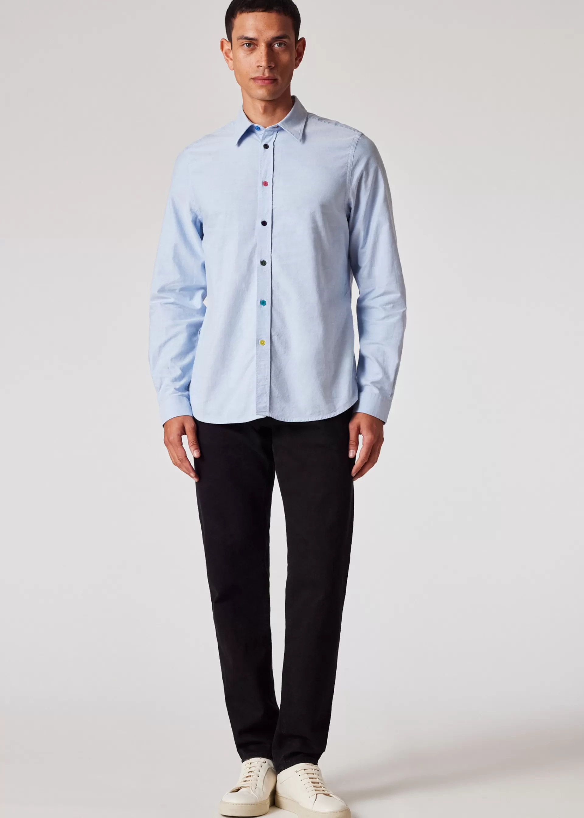 Tailored-Fit Sky Blue Organic-Cotton Multicolour Button Oxford Shirt>Paul Smith Flash Sale