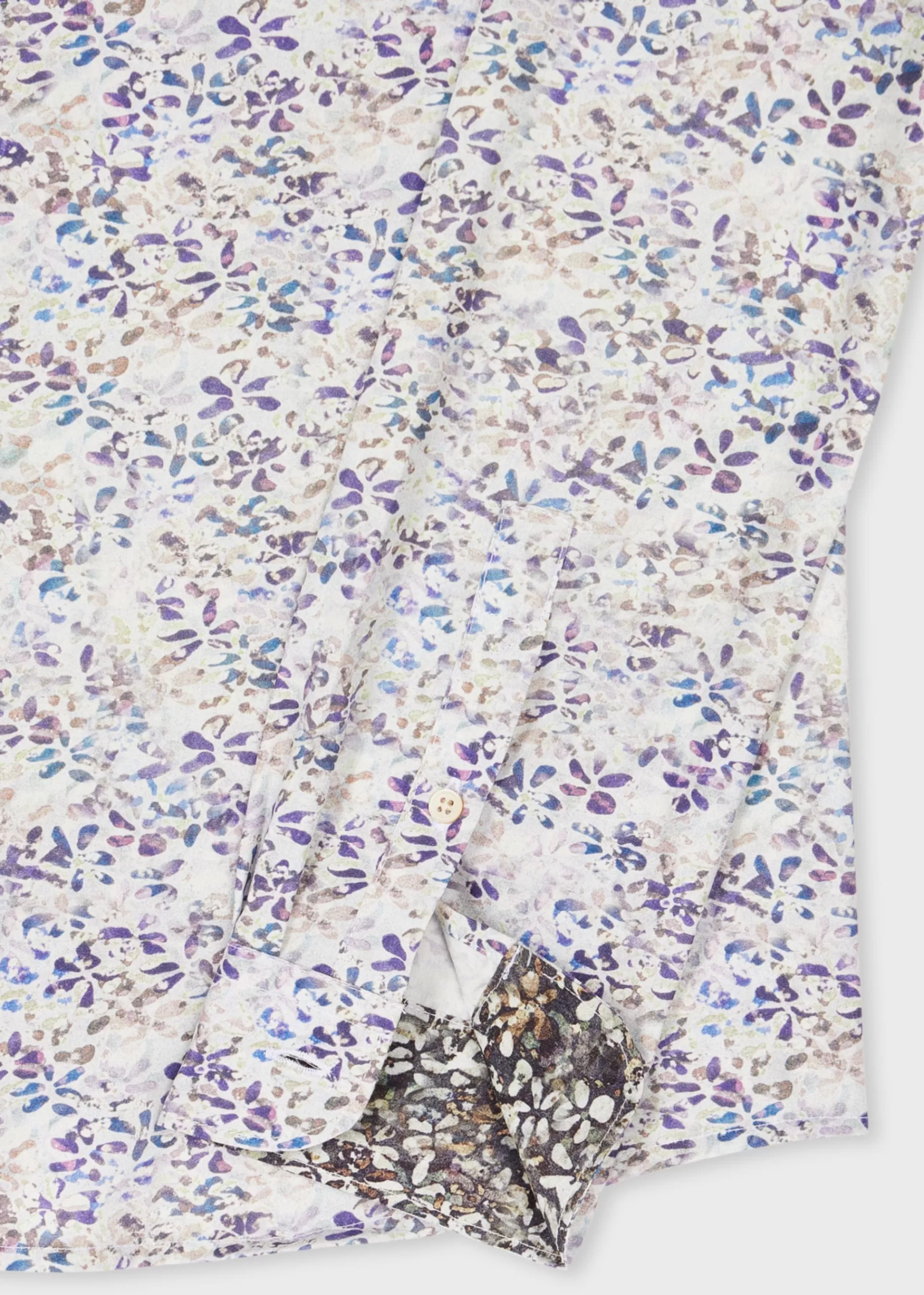 Tailored-Fit White And Blue 'Textured Floral' Print Shirt>Paul Smith Fashion