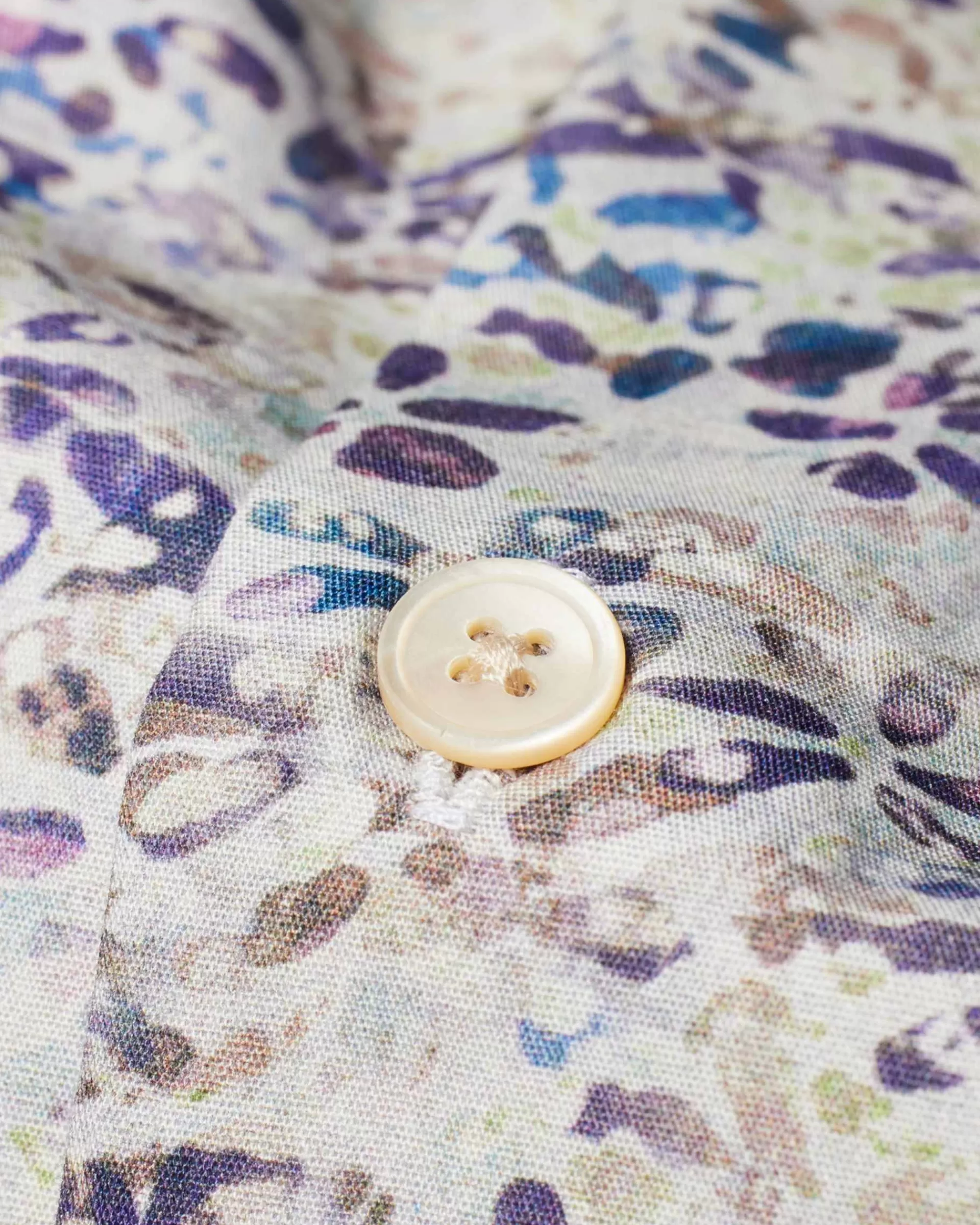 Tailored-Fit White And Blue 'Textured Floral' Print Shirt>Paul Smith Fashion