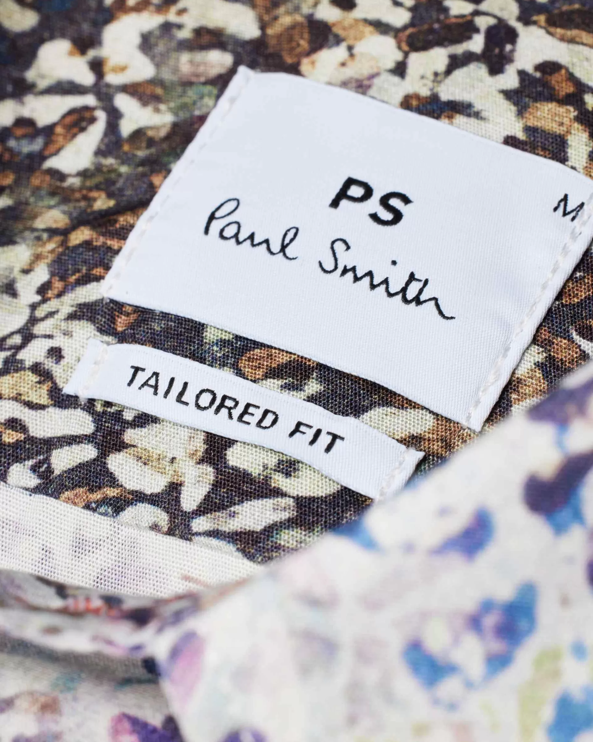 Tailored-Fit White And Blue 'Textured Floral' Print Shirt>Paul Smith Fashion
