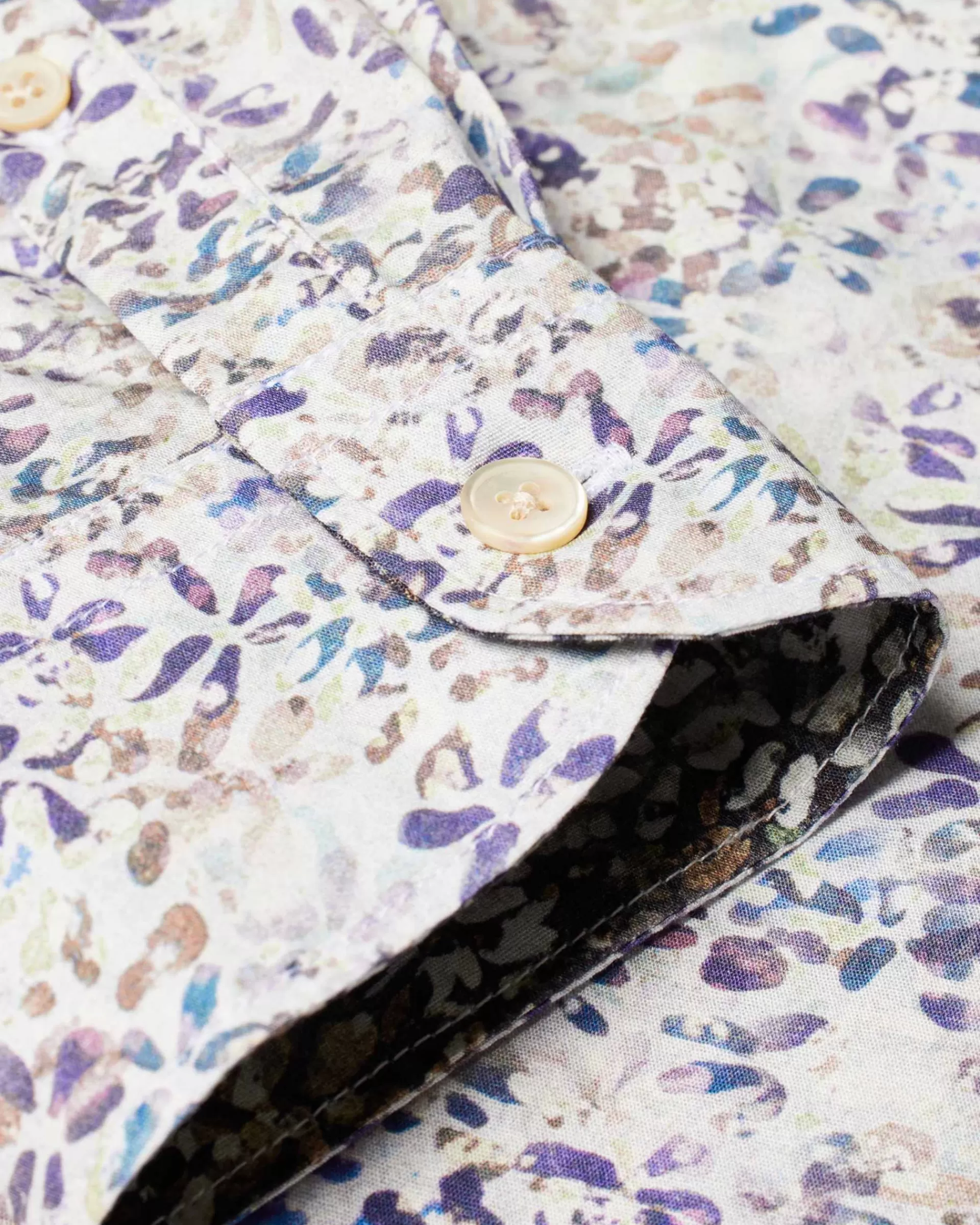 Tailored-Fit White And Blue 'Textured Floral' Print Shirt>Paul Smith Fashion