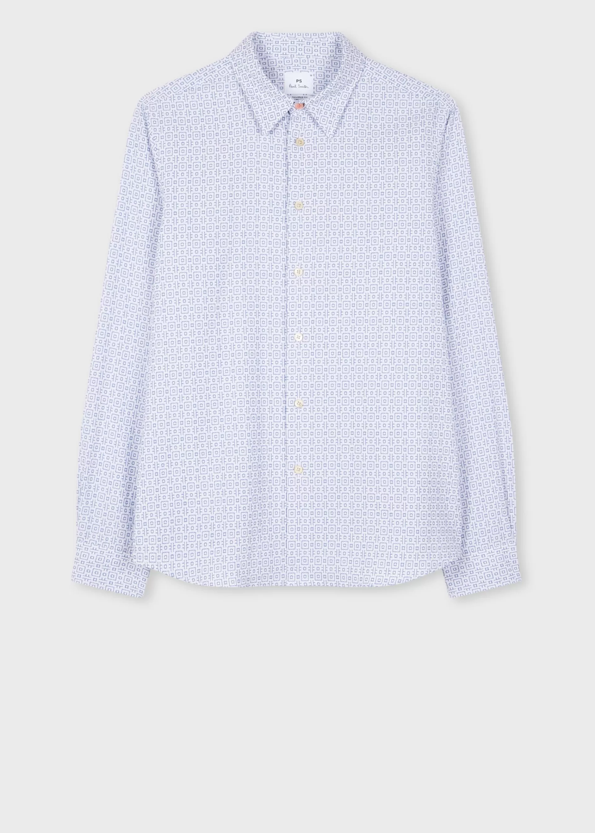 Tailored-Fit Geometric Dobby Cotton Shirt>Paul Smith Cheap