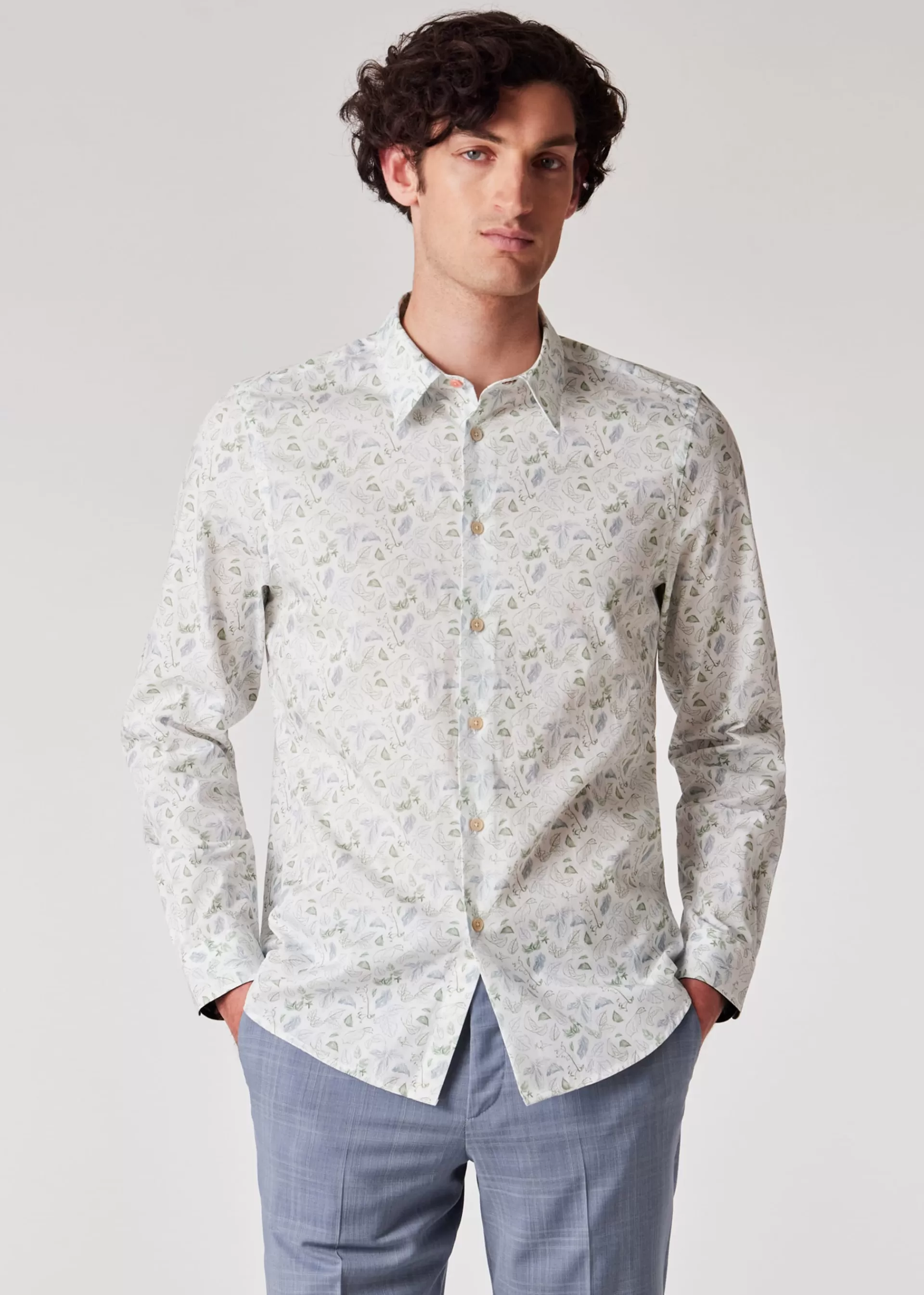 Tailored-Fit 'Leaf' Print Cotton Shirt>Paul Smith Cheap