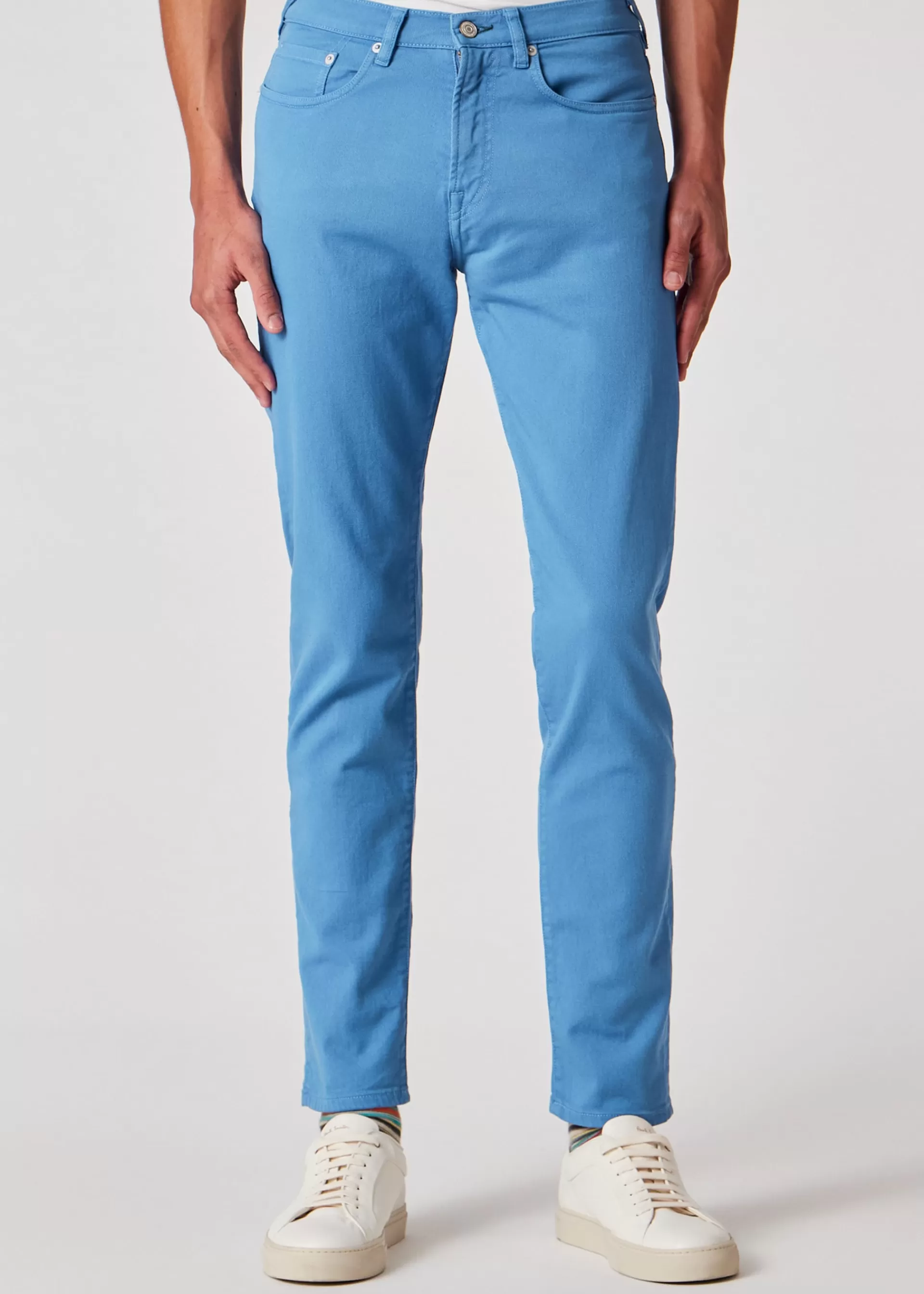 Tapered-Fit Bright Blue Garment-Dyed Organic Cotton-Stretch Jeans>Paul Smith Store