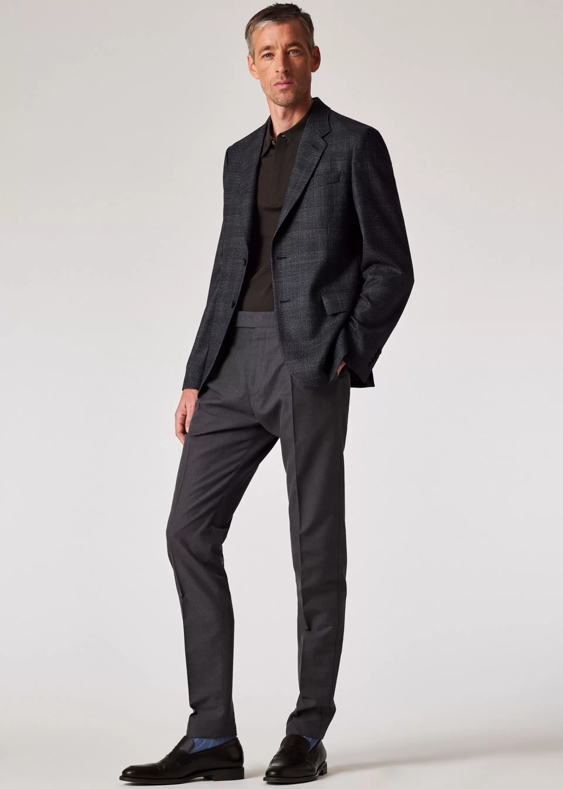 Tapered-Fit Dark Grey Wool-Cotton Pleated Trousers>Paul Smith Online