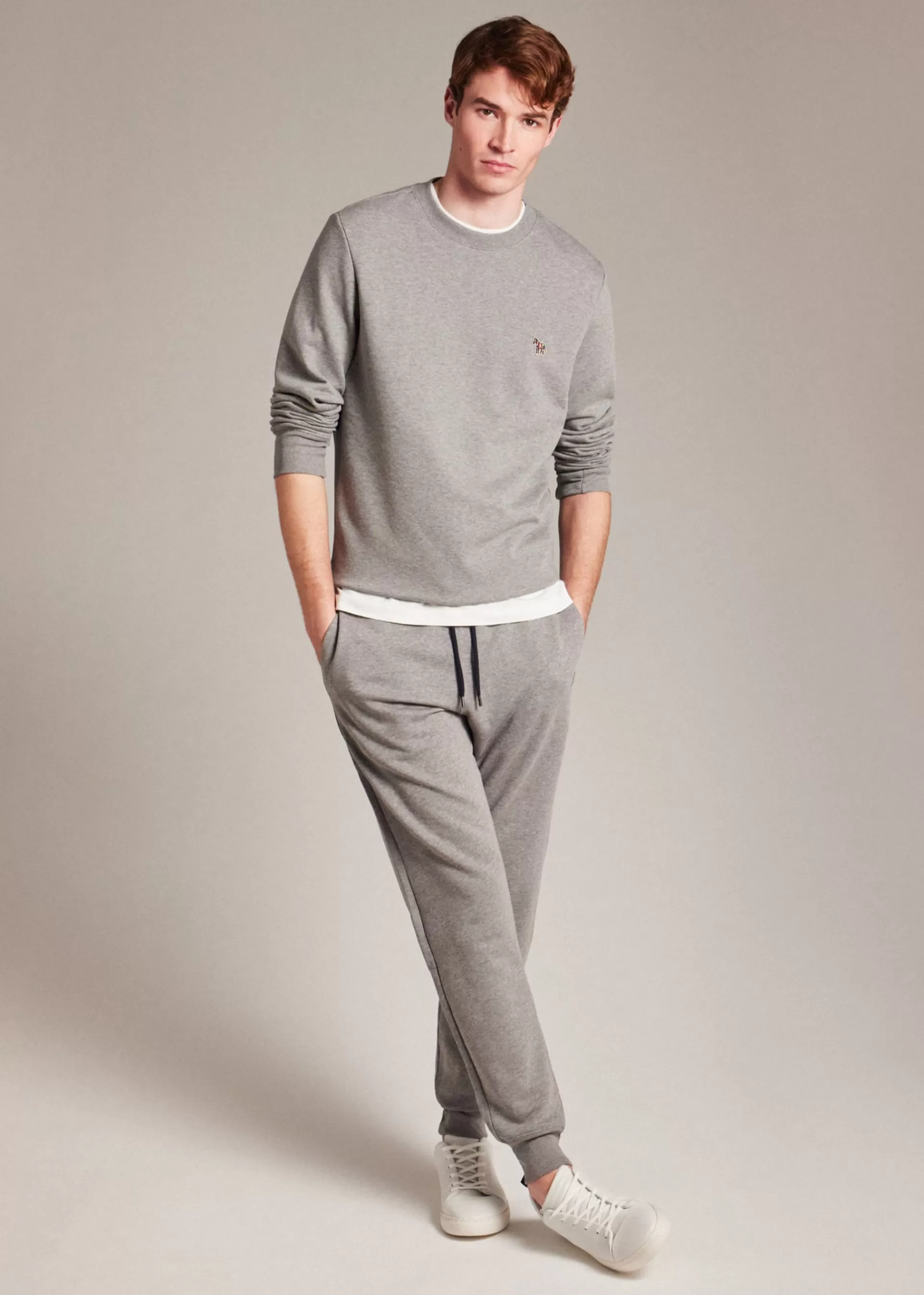 Tapered-Fit Grey Zebra Logo Cotton Sweatpants>Paul Smith Flash Sale