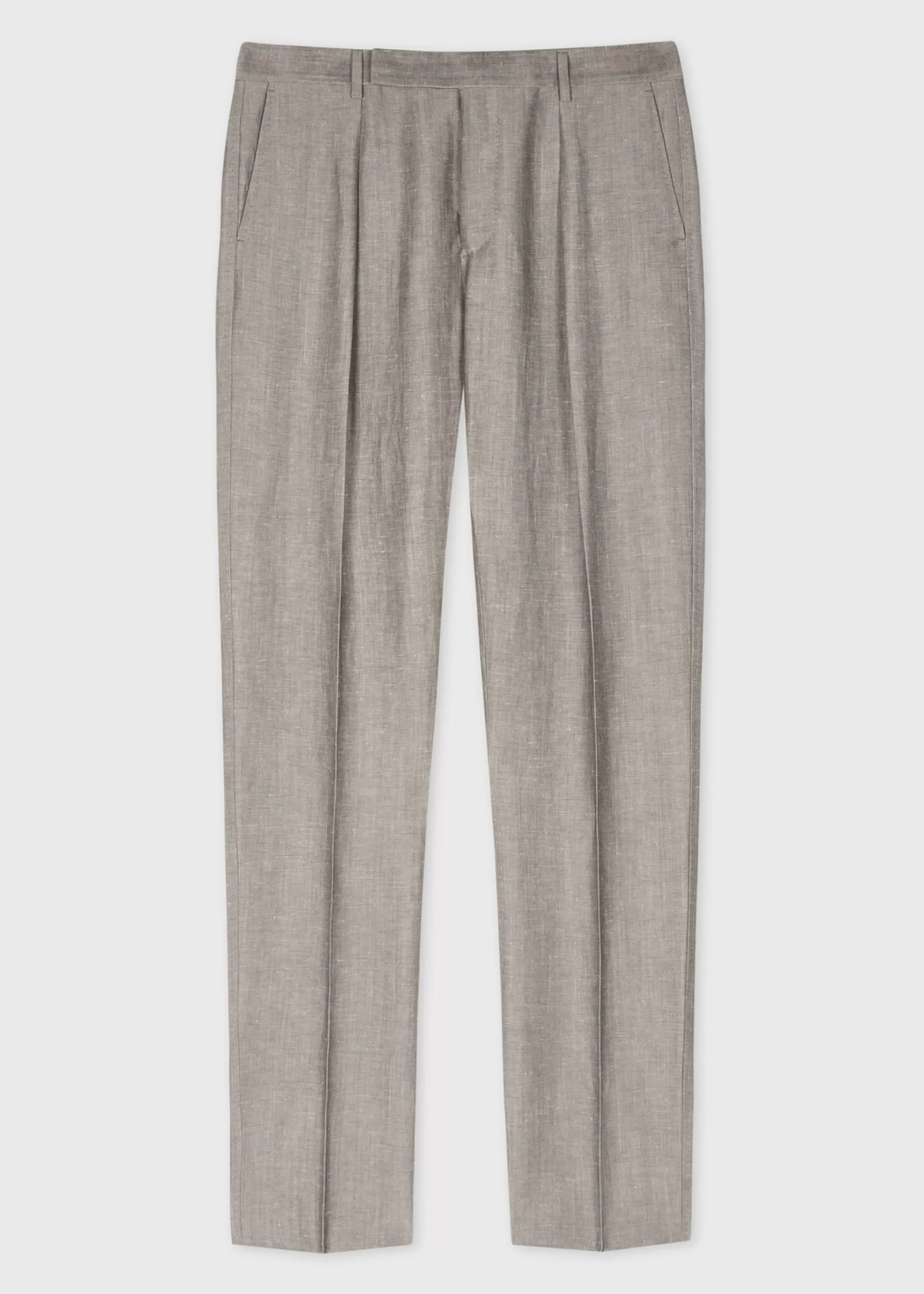 Tapered-Fit Light Brown Linen-Wool Pleated Trousers>Paul Smith Online