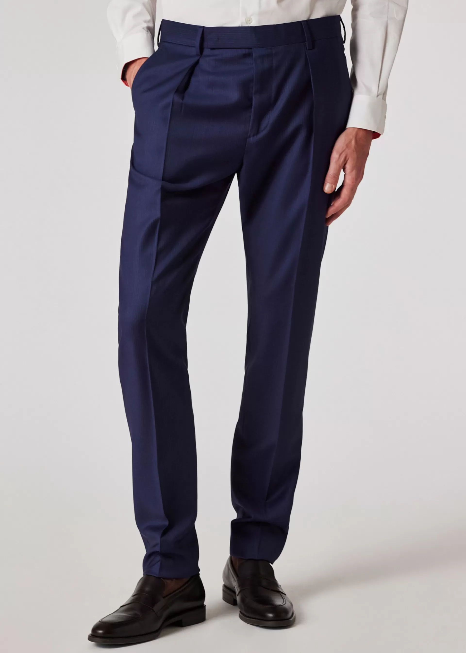 Tapered-Fit Pinstripe Wool Pleated Trousers>Paul Smith Shop