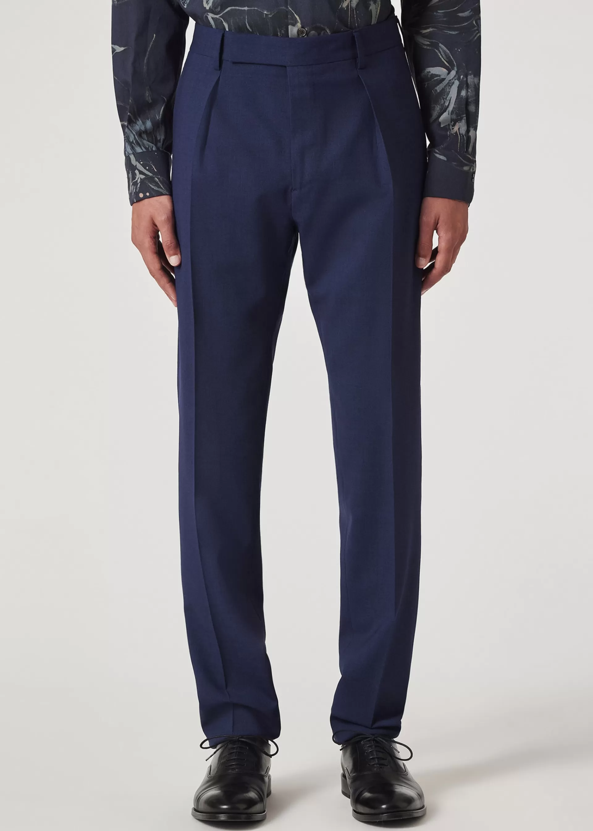 Tapered-Fit Royal Blue Overdye Marl Stretch-Wool Pleated Trousers>Paul Smith Best