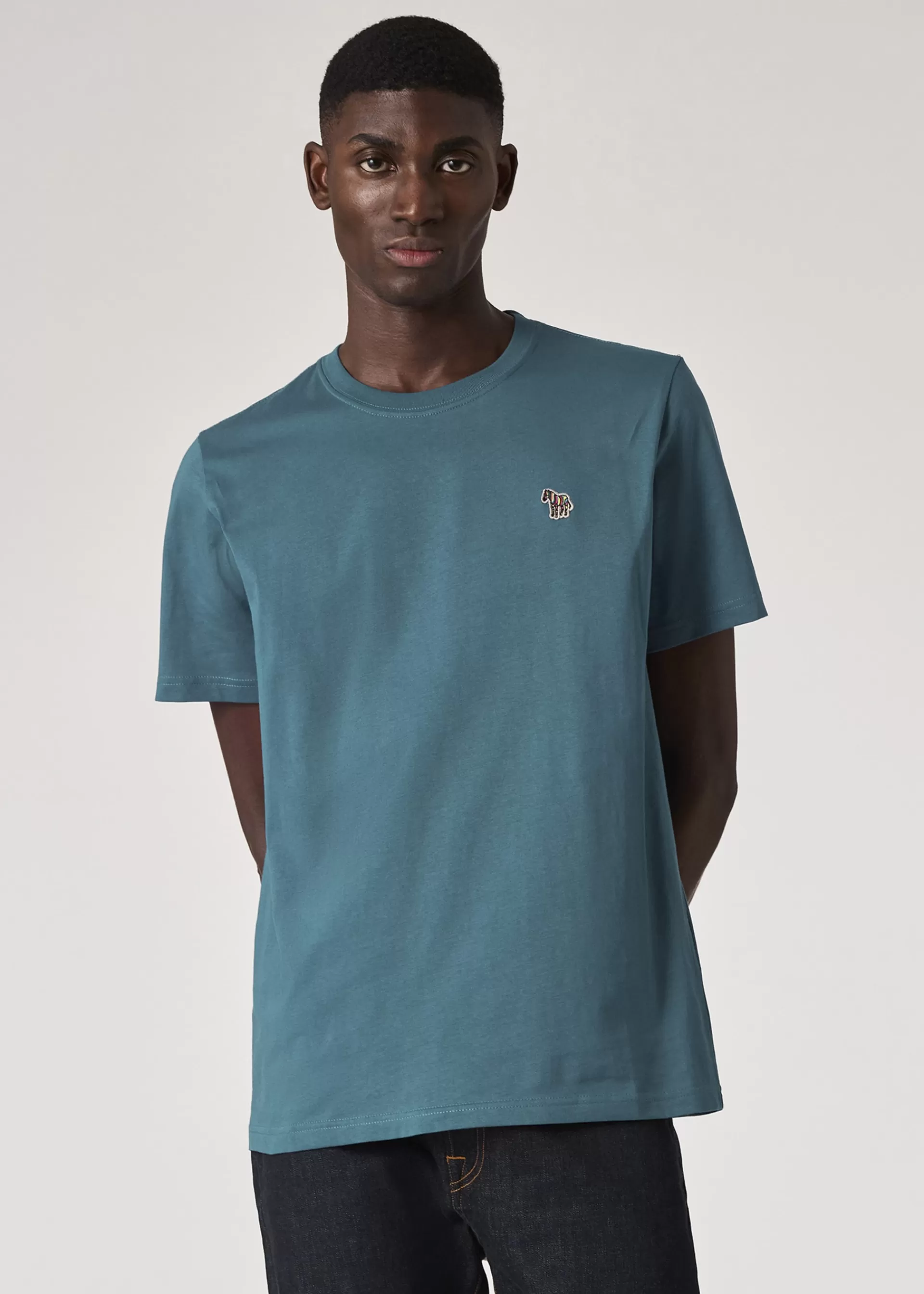 Teal Blue Organic Cotton Zebra Logo T-Shirt>Paul Smith Outlet