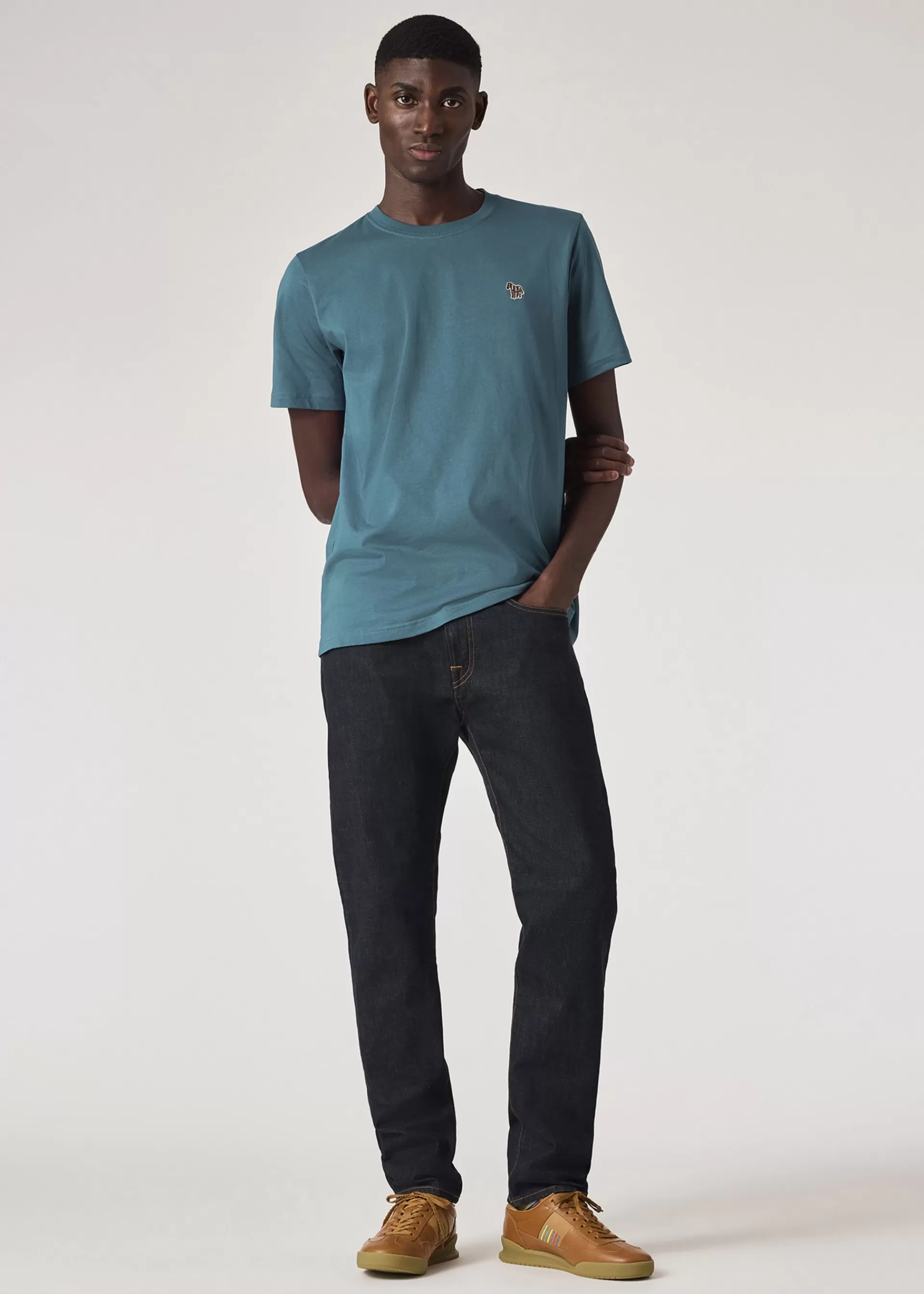 Teal Blue Organic Cotton Zebra Logo T-Shirt>Paul Smith Outlet