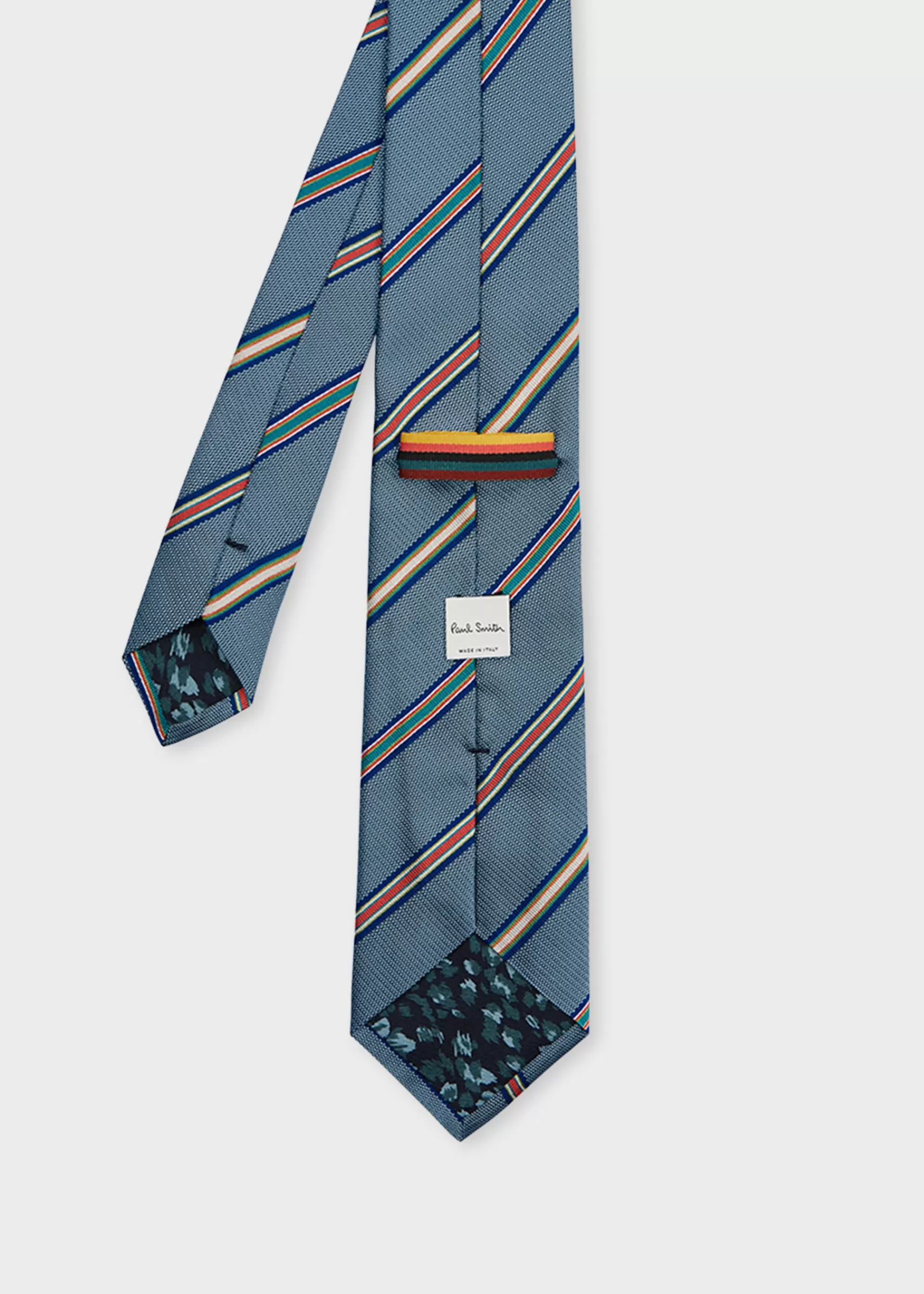 Teal Blue Silk Contrast Stripe Tie>Paul Smith Discount
