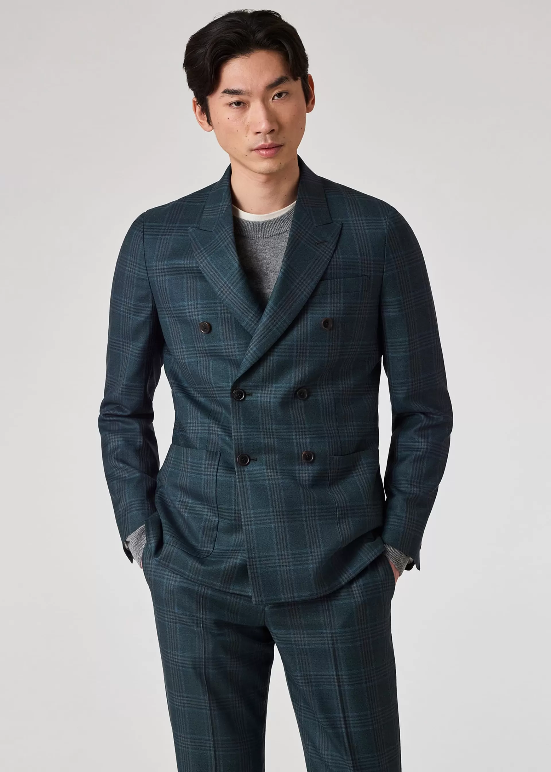 Teal Green Check Wool Suit>Paul Smith Sale