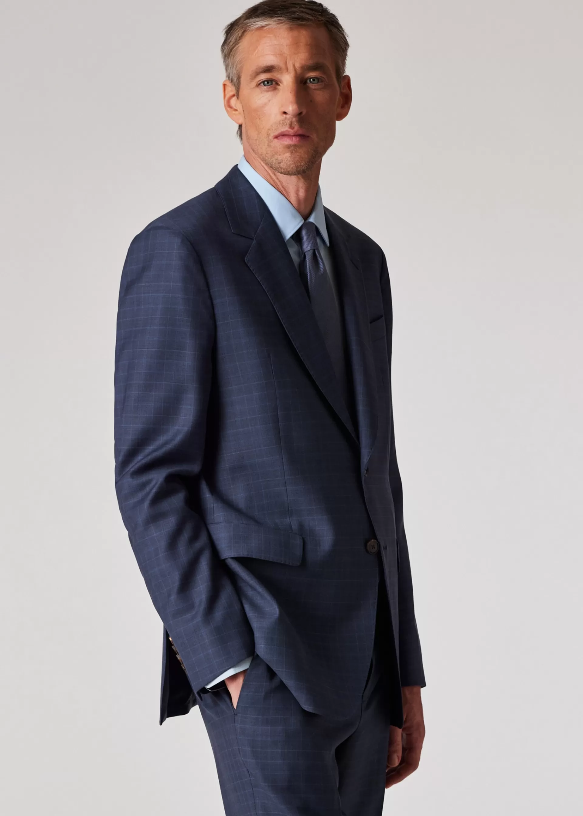 The Bloomsbury - Easy-Fit Navy Blue Check Wool Suit>Paul Smith Best Sale