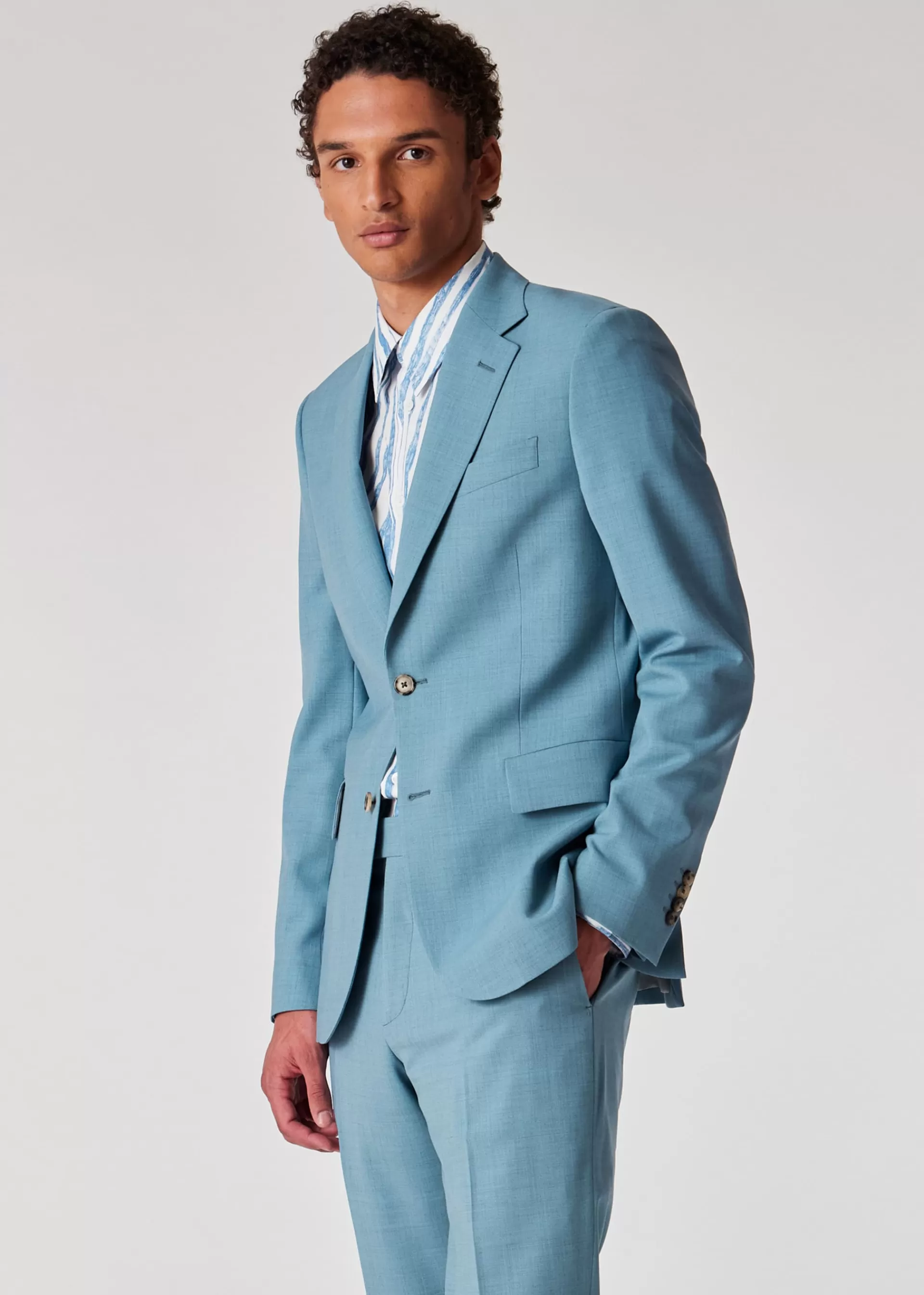 The Brierley - Blue Marl Overdyed Stretch-Wool Suit>Paul Smith Fashion