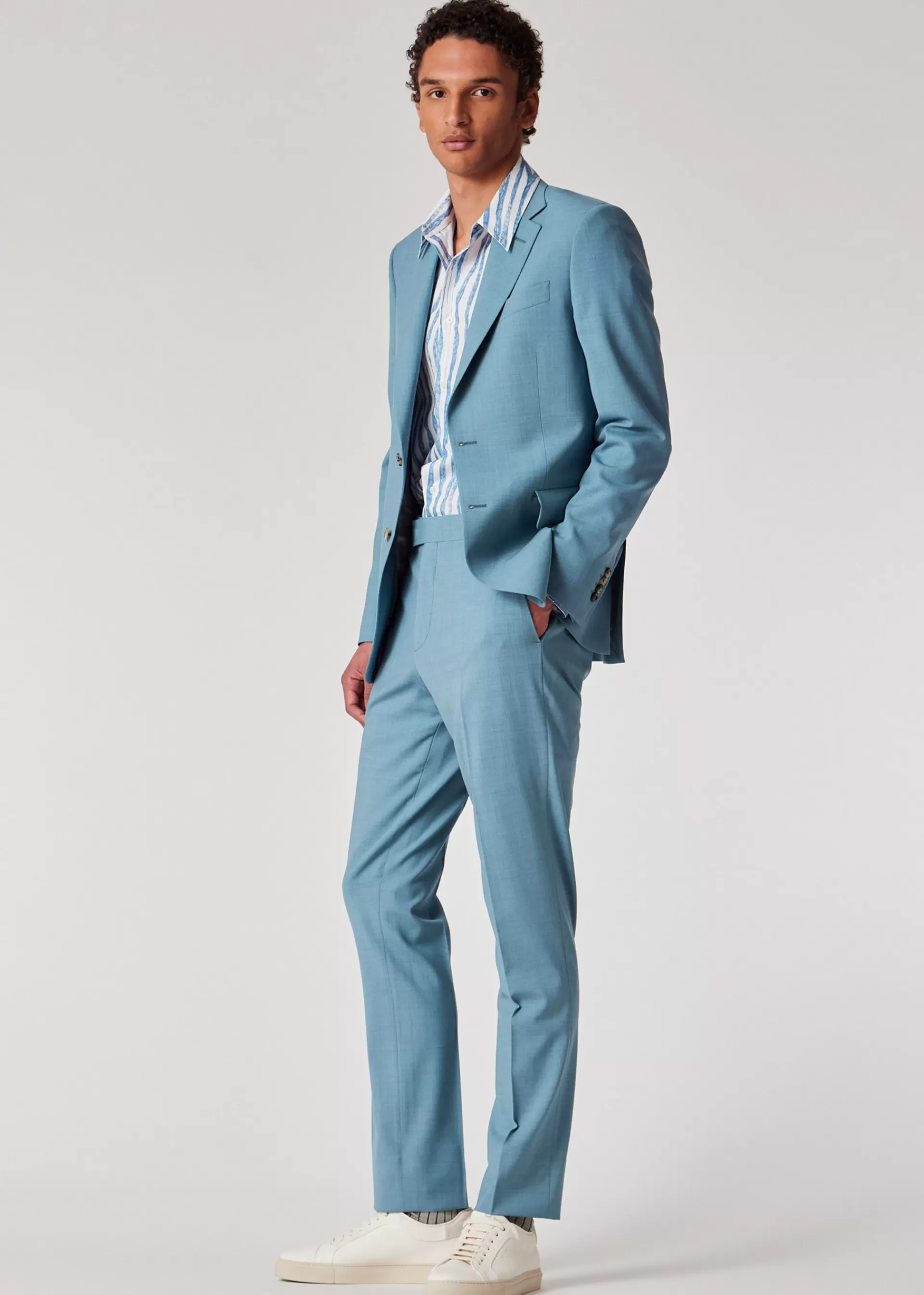 The Brierley - Blue Marl Overdyed Stretch-Wool Suit>Paul Smith Fashion