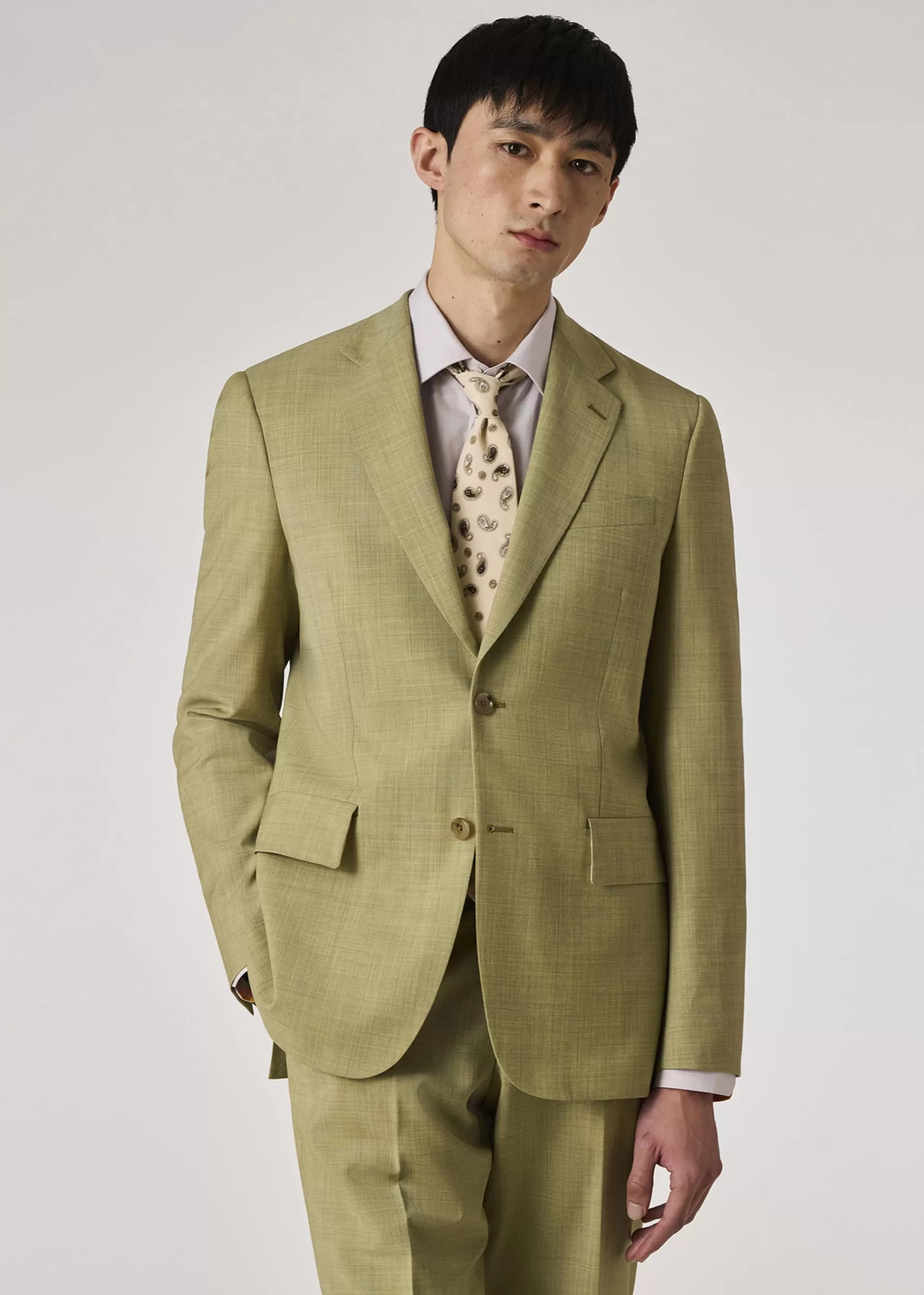 The Brierley - Light Green Overdyed Melange Wool Suit>Paul Smith Best