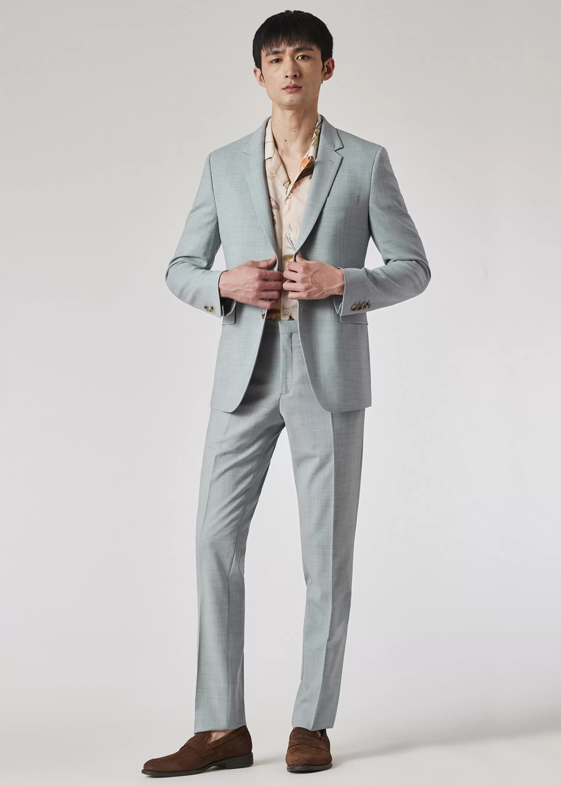 The Kensington - Light Blue Marl Overdyed Stretch-Wool Suit>Paul Smith Fashion