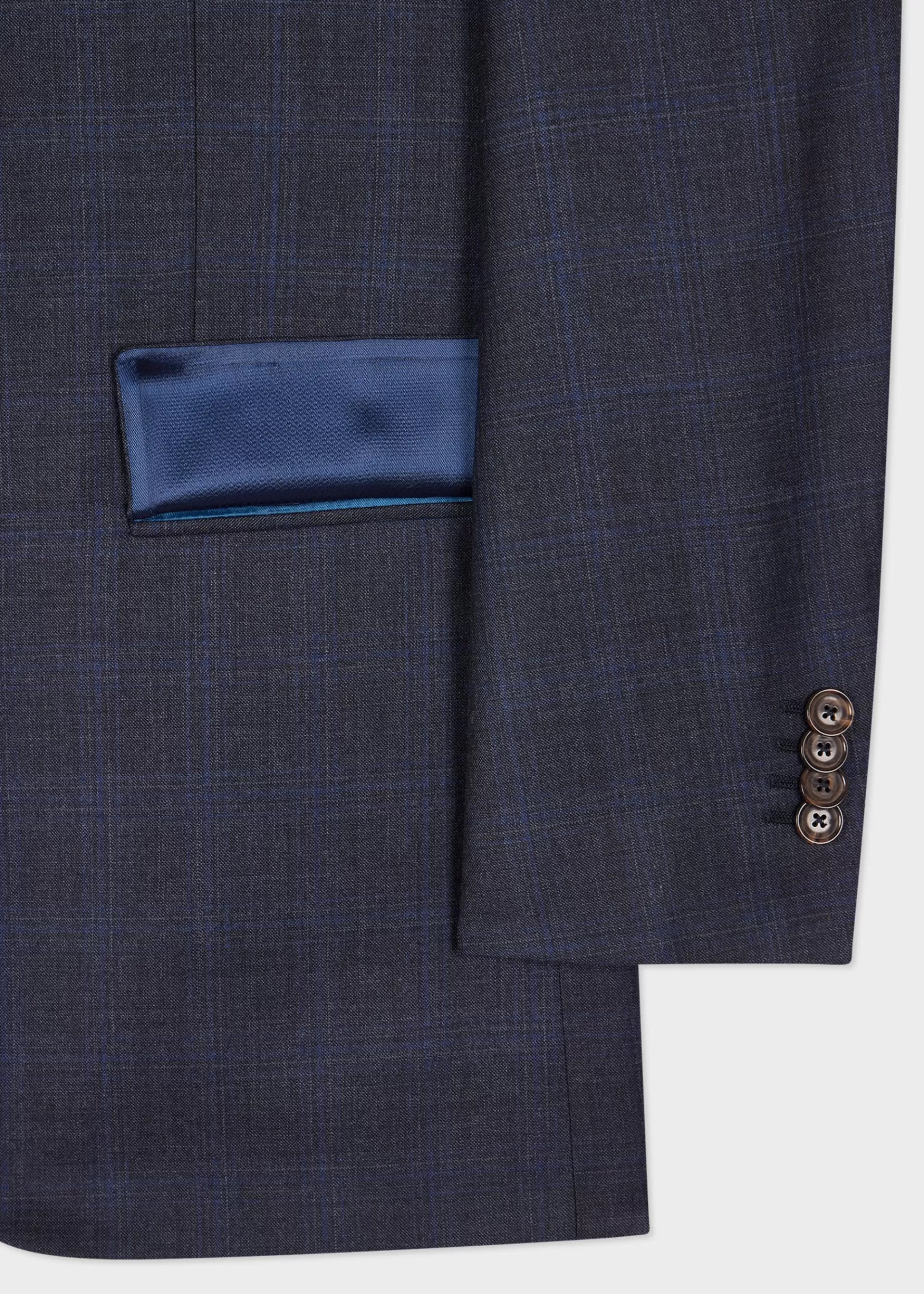 The Soho - Tailored-Fit Dark Blue Check Wool Three-Piece Suit>Paul Smith New